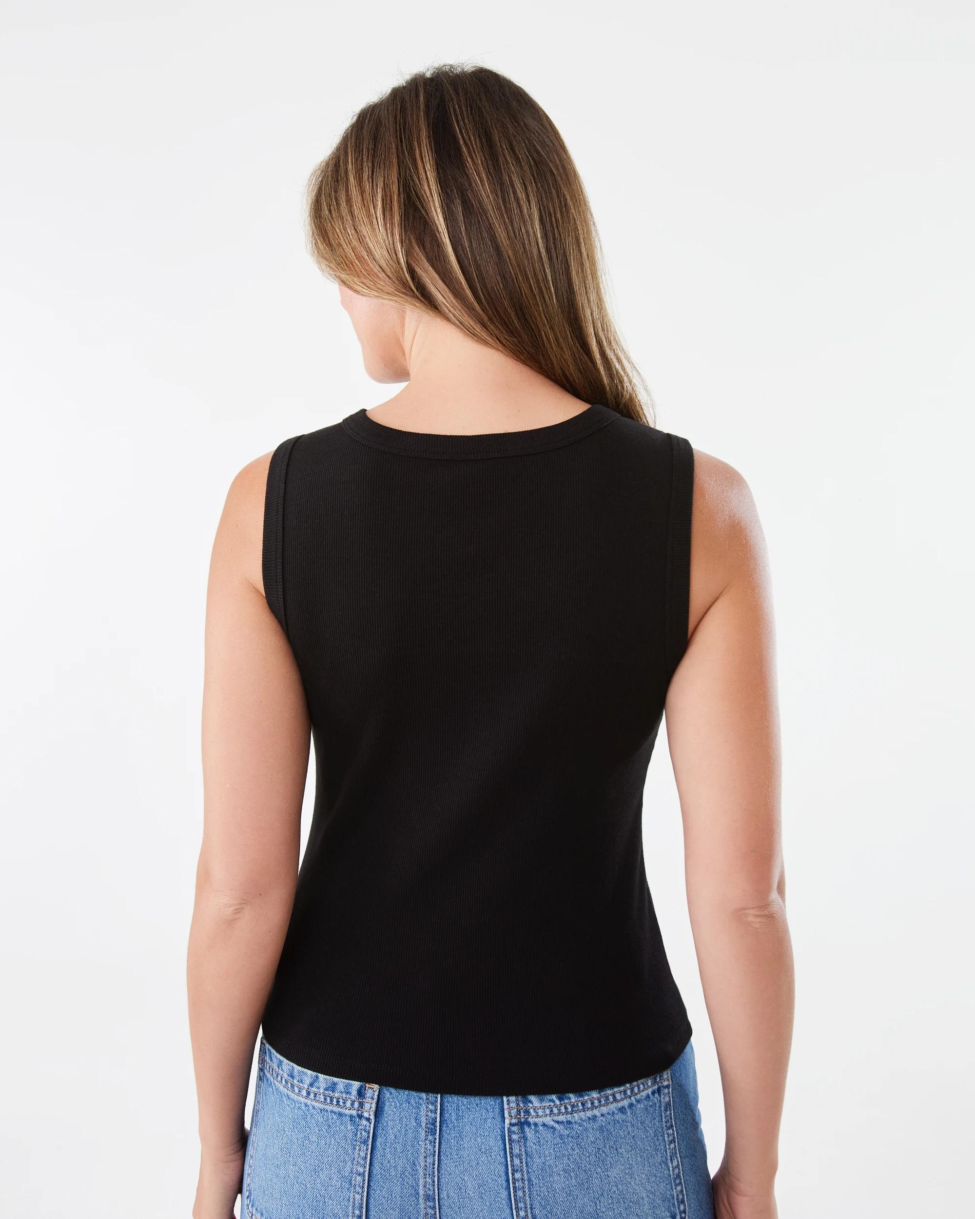 3 Sleeveless Henley Top Black, 3 of 5