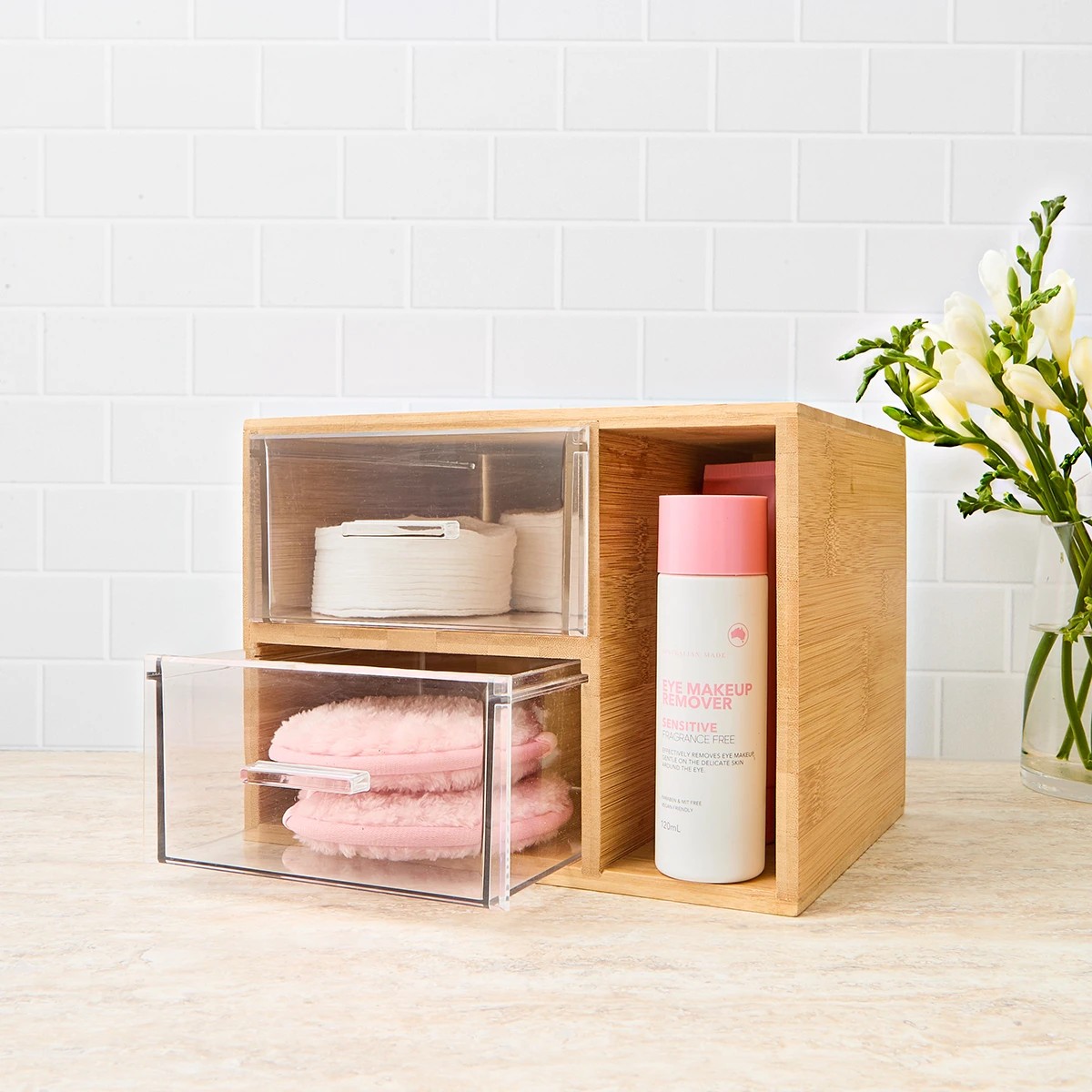 1 Bamboo and Plastic Square 2 Drawers, 1 of 8