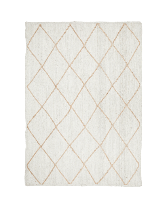 Common Ground Rugs Noosa 222 280x190cm - Large Hand Braided Jute Floor Rug - White