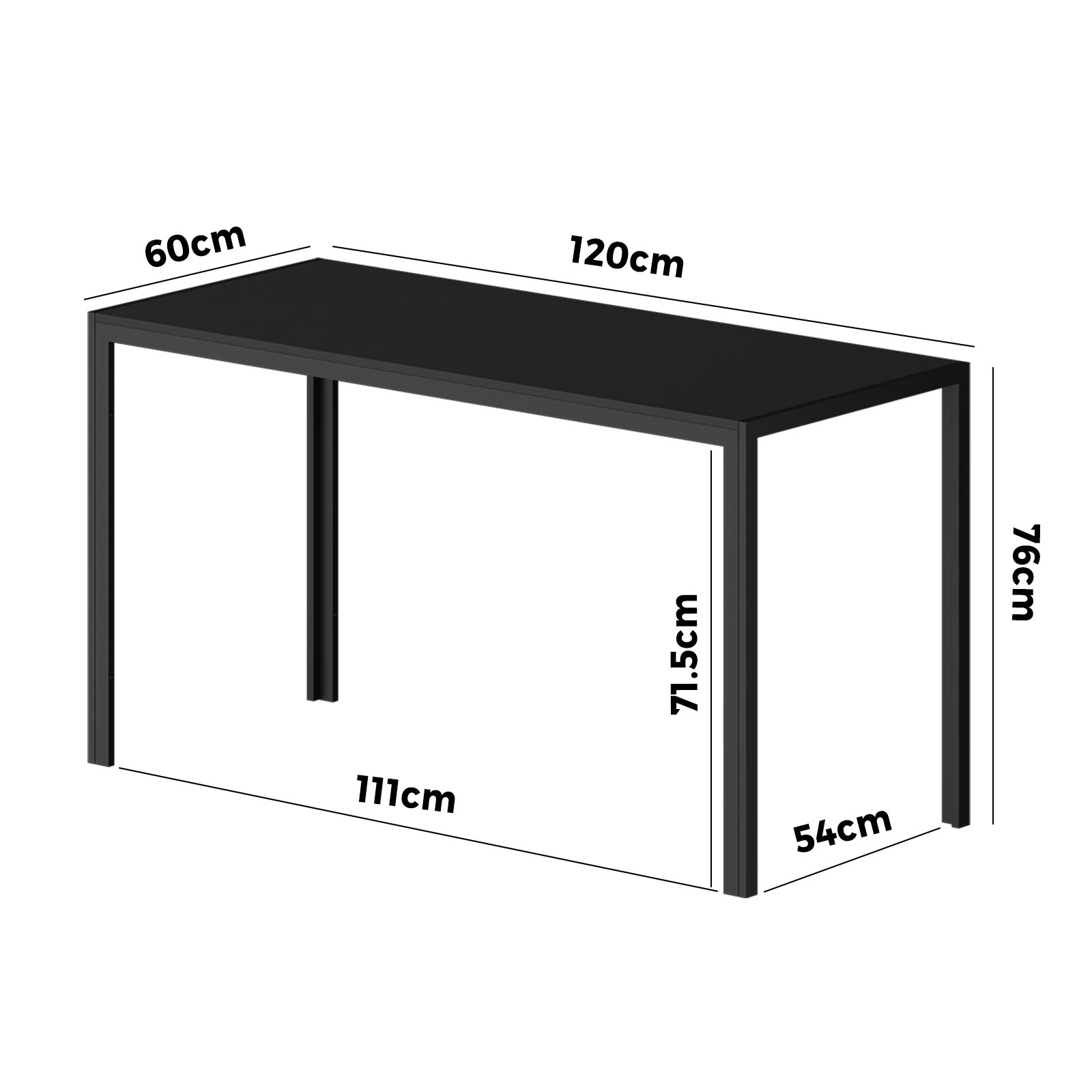 9 Oikiture 120cm Dining Table Rectangular Kitchen Table With Metal Leg
 - Black, 9 of 9