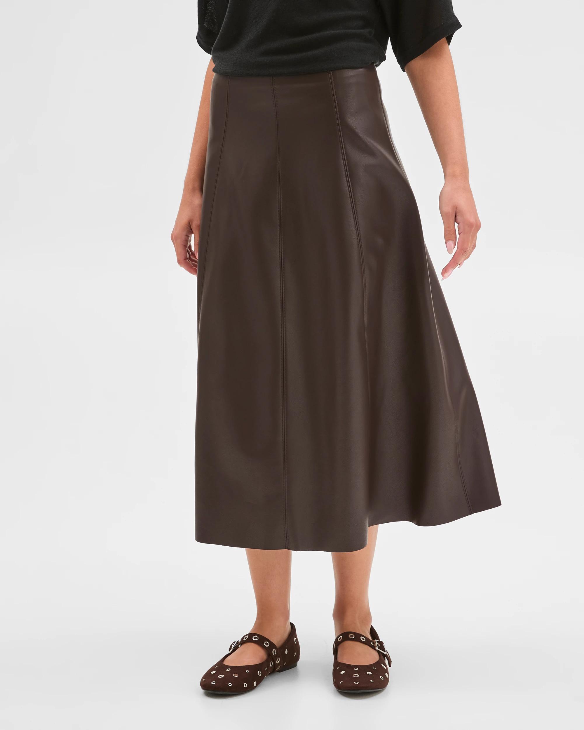 3 Target Petites Petites PU Panel A-Line Skirt DARK CHOCOLATE, 3 of 7