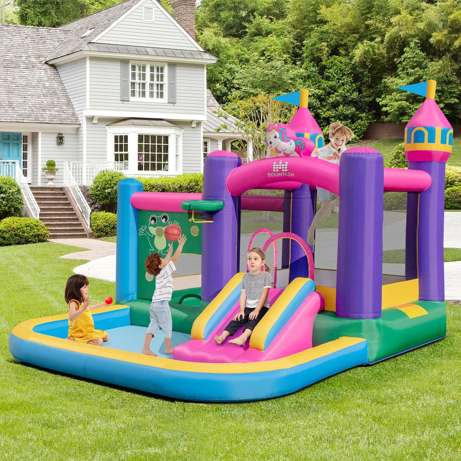 1 Costway 6-in-1 Inflatable Bounce House Unicorn Jumping Castle NO Blower, 1 of 1