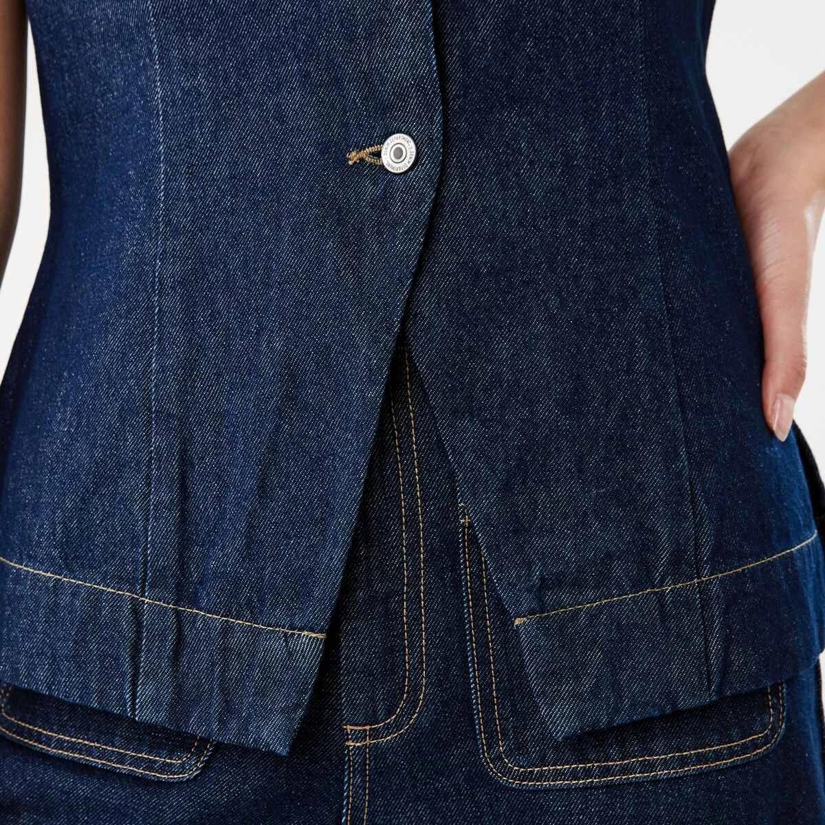 7 Sleeveless Longline Denim Vest INDIGO WASH, 7 of 8