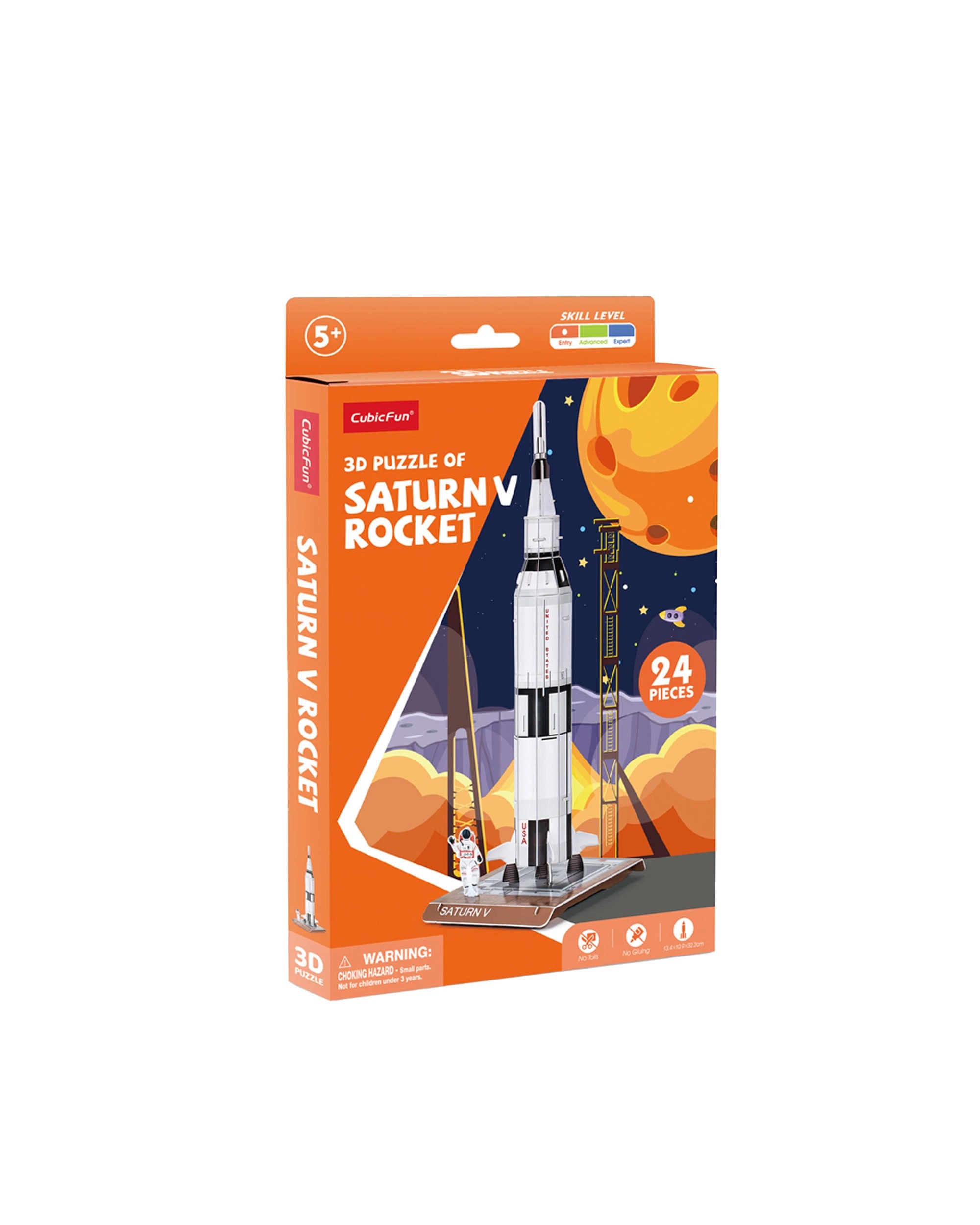 1 CubicFun 24pc Saturn V Rocket 3D Puzzle Kids Toy Interactive Construction - Multi, 1 of 1