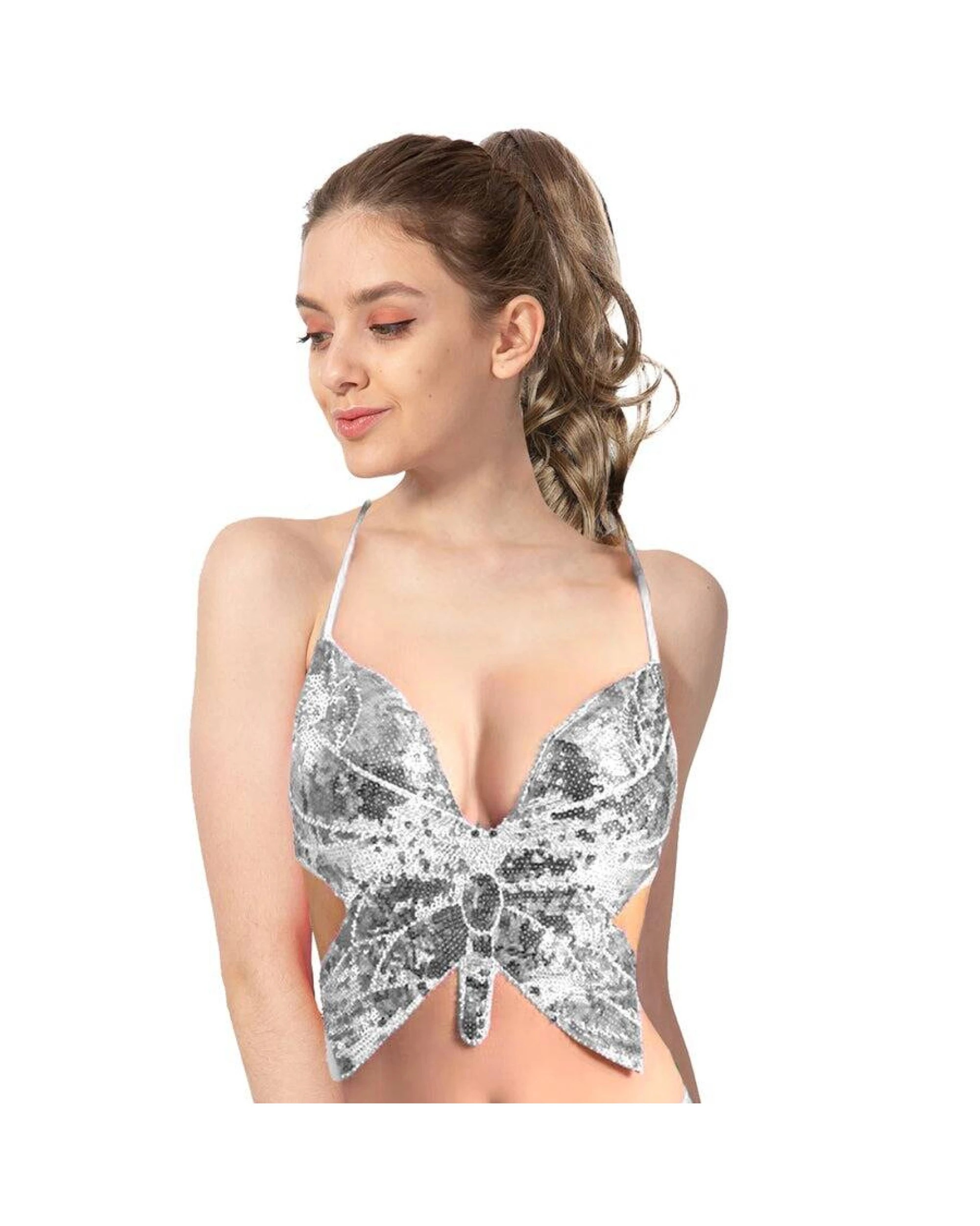 1 BR Costumes Sequin Butterfly Top with Ribbon Ties for Costume Parties - One Size, 1 of 1