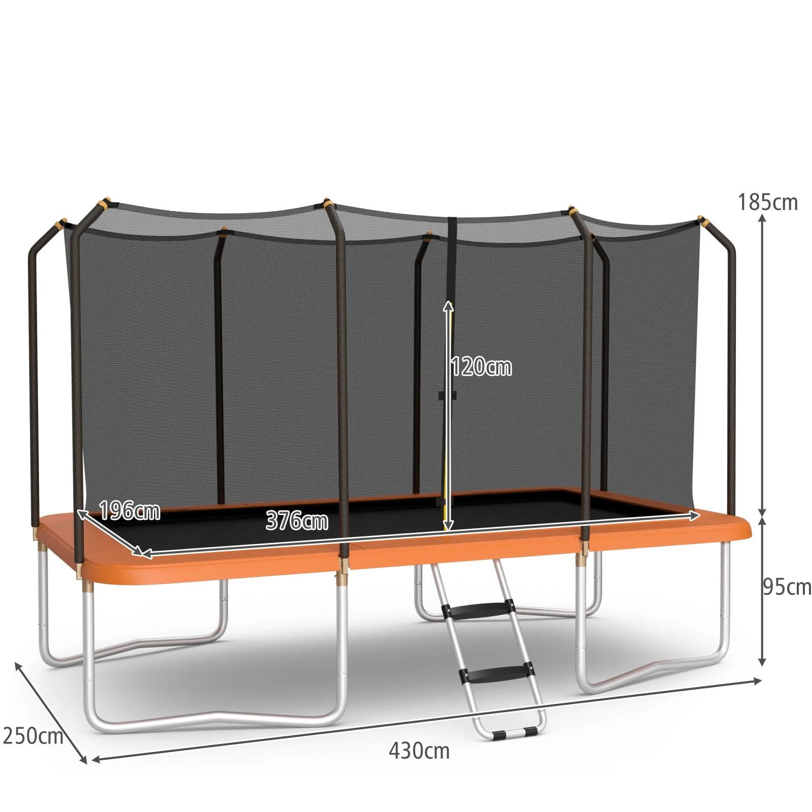 2 Costway 14 x 8FT Outdoor Trampoline Jumping Rebounder Bouncer Max. 200KG Orange - Orange, 2 of 2