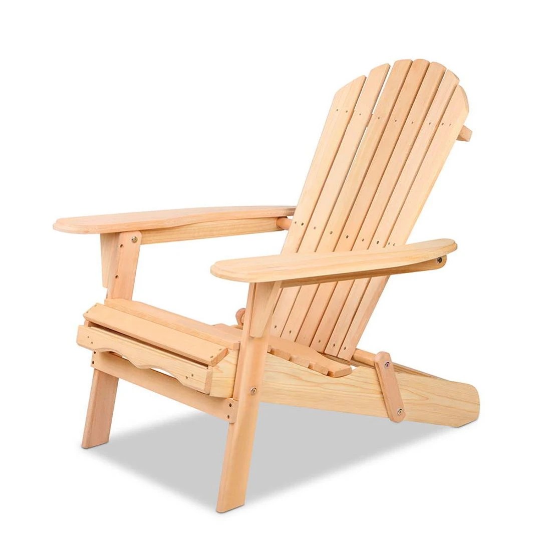 7 Gardeon 3PC Adirondack Outdoor Table and Chairs? Wooden Sun Lounge Beach Patio - Natural, 7 of 8
