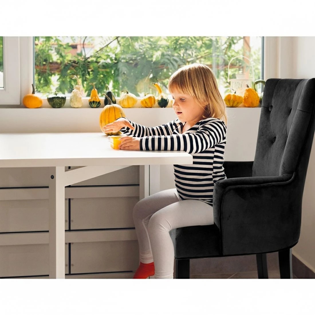 5 Artiss Dining Chair Velvet French Provincial Armchair - Black, 5 of 5