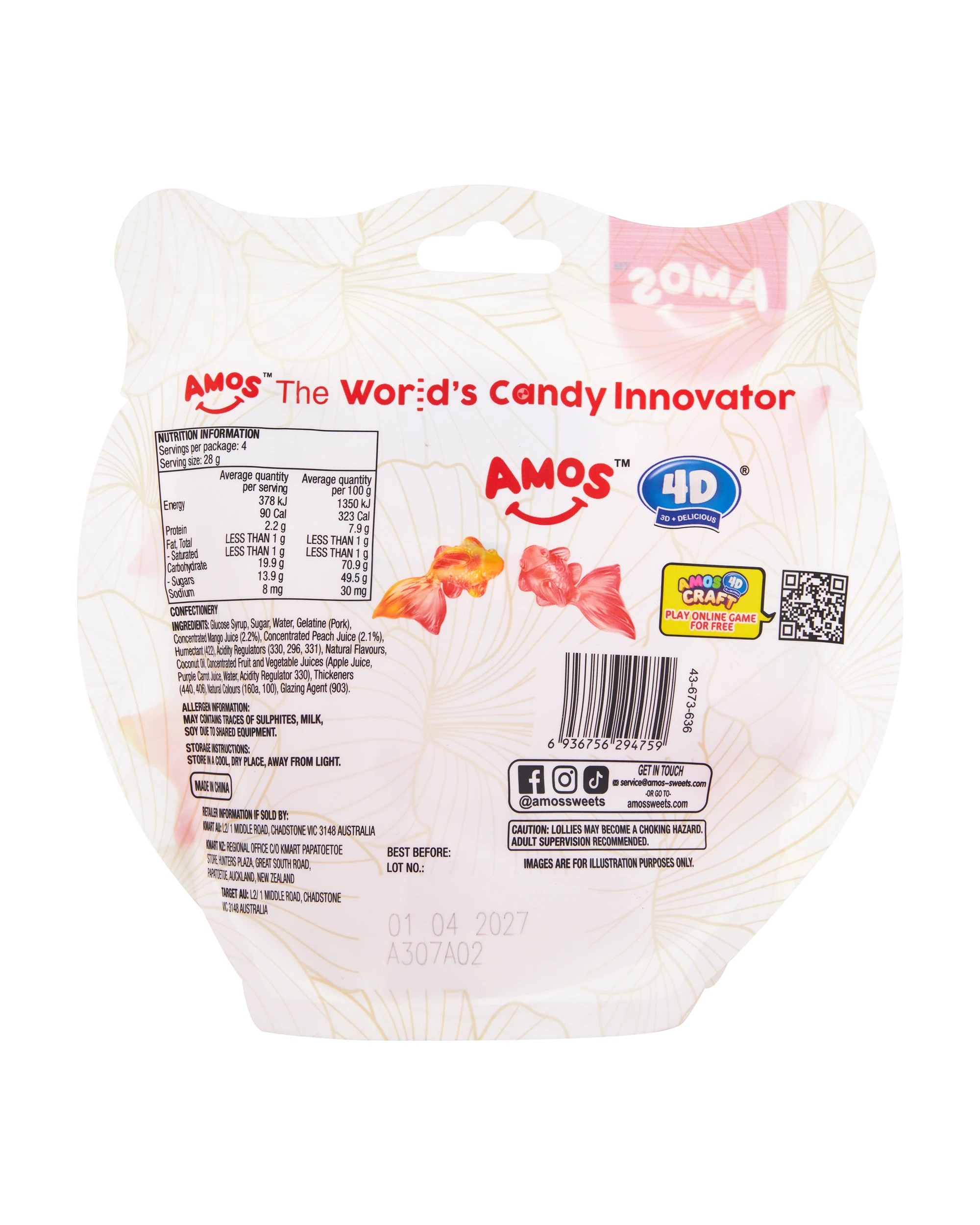 4 Amos 4D Gummy Fancy Fish 112g, 4 of 4