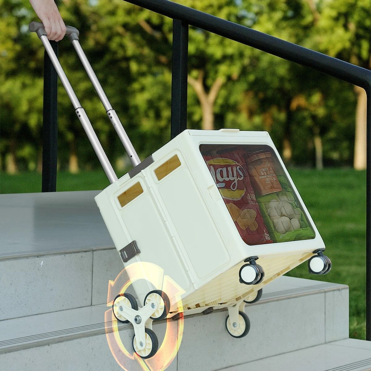 4 AUSWAY Foldable Shopping Cart Trolley Dolly Basket Stair Climbing Utility Crate, 4 of 5