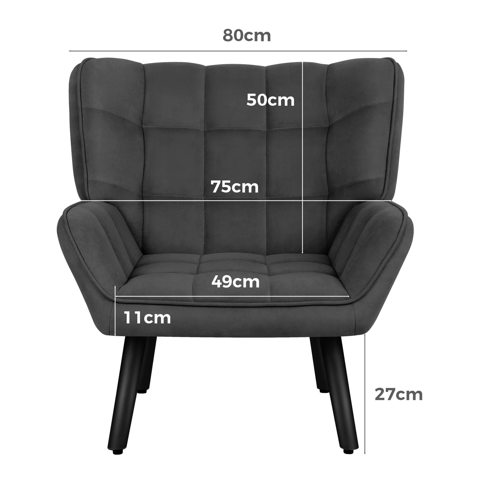6 Alfordson Armchair Accent Chair Upholstered Lounge Sofa Tub Couch Velvet - Grey, 6 of 9