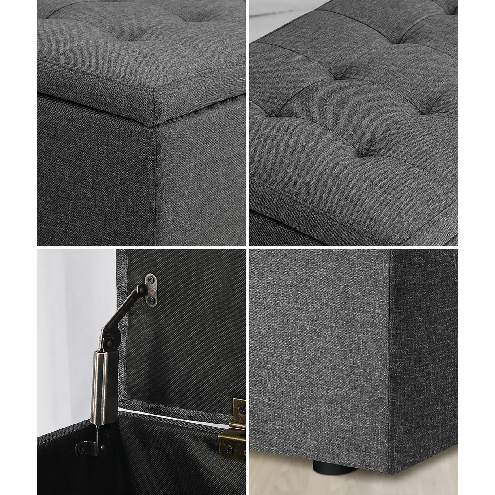 4 Oikiture Storage Ottoman Blanket Box Foot Stool Xl Chest Toy Faux Linen
 - Grey, 4 of 10
