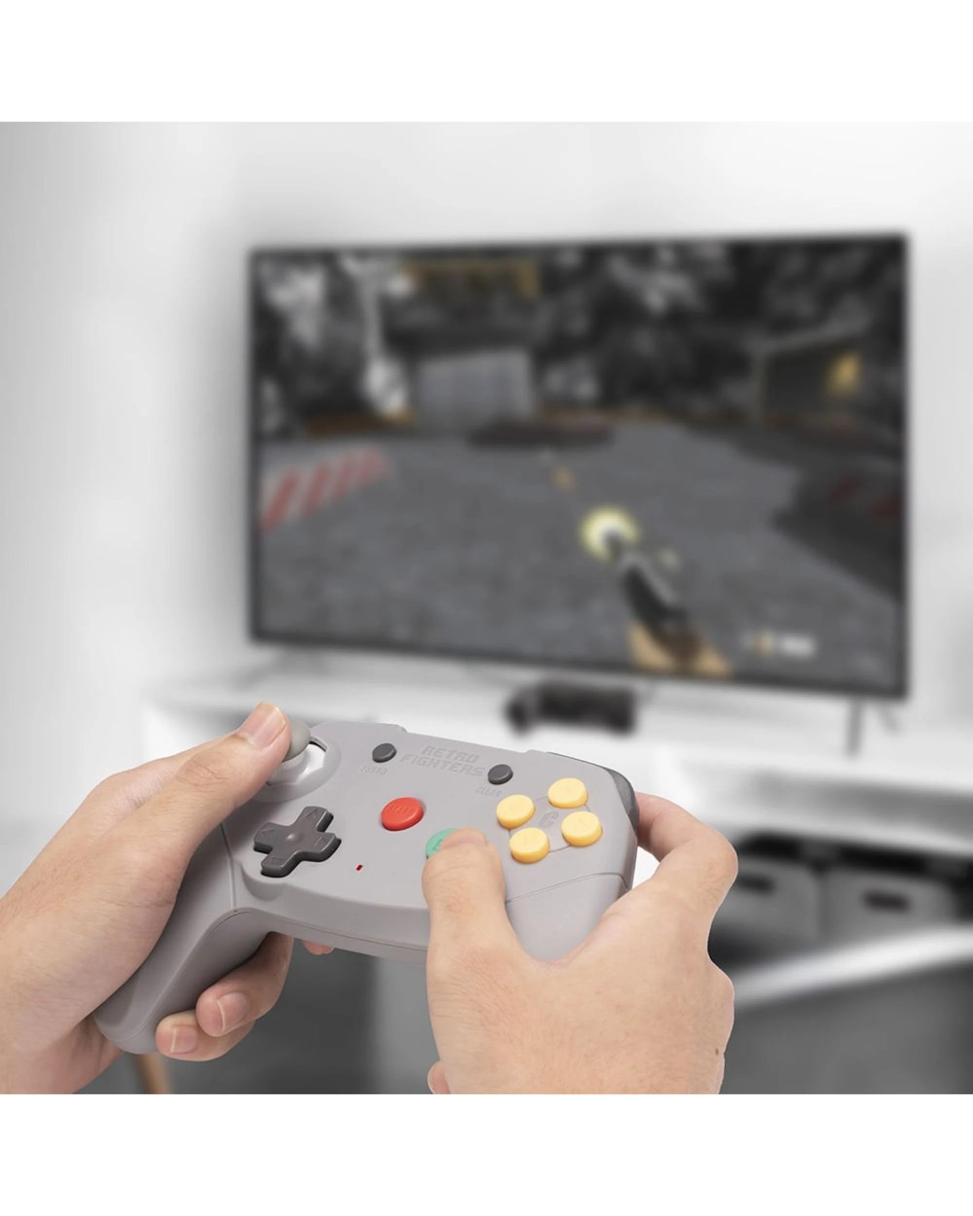 2 Retro Fighters Brawler64 Wireless Gray Gamepad - Grey, 2 of 3