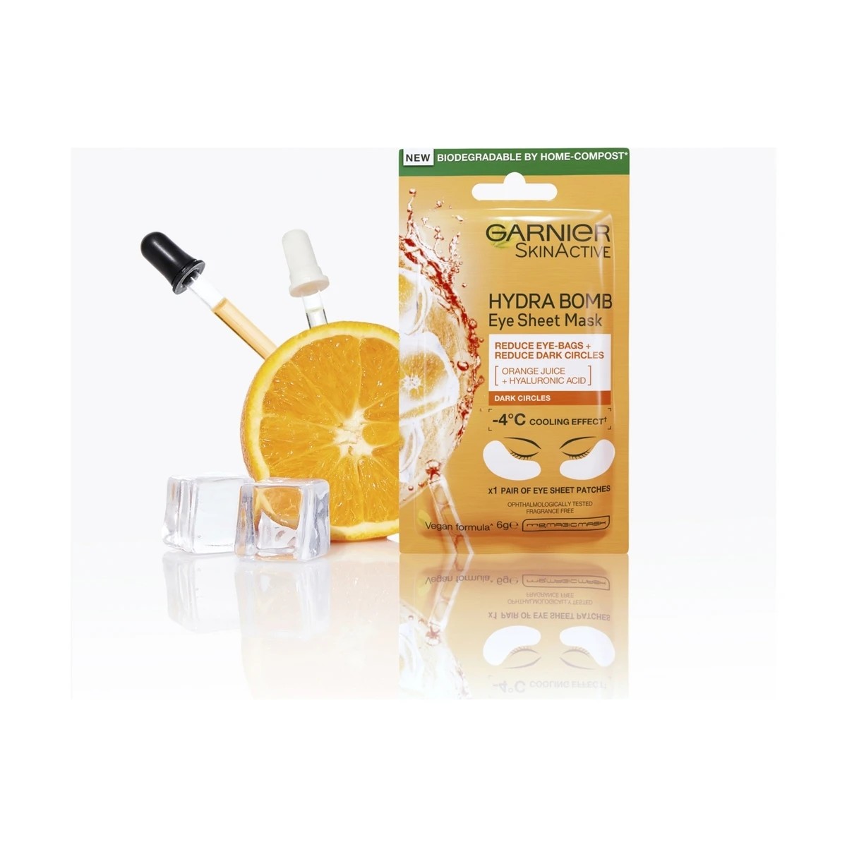 3 Garnier SkinActive Hydra Bomb Eye Sheet Mask 6g - Orange Juice & Hyaluronic Acid, 3 of 6