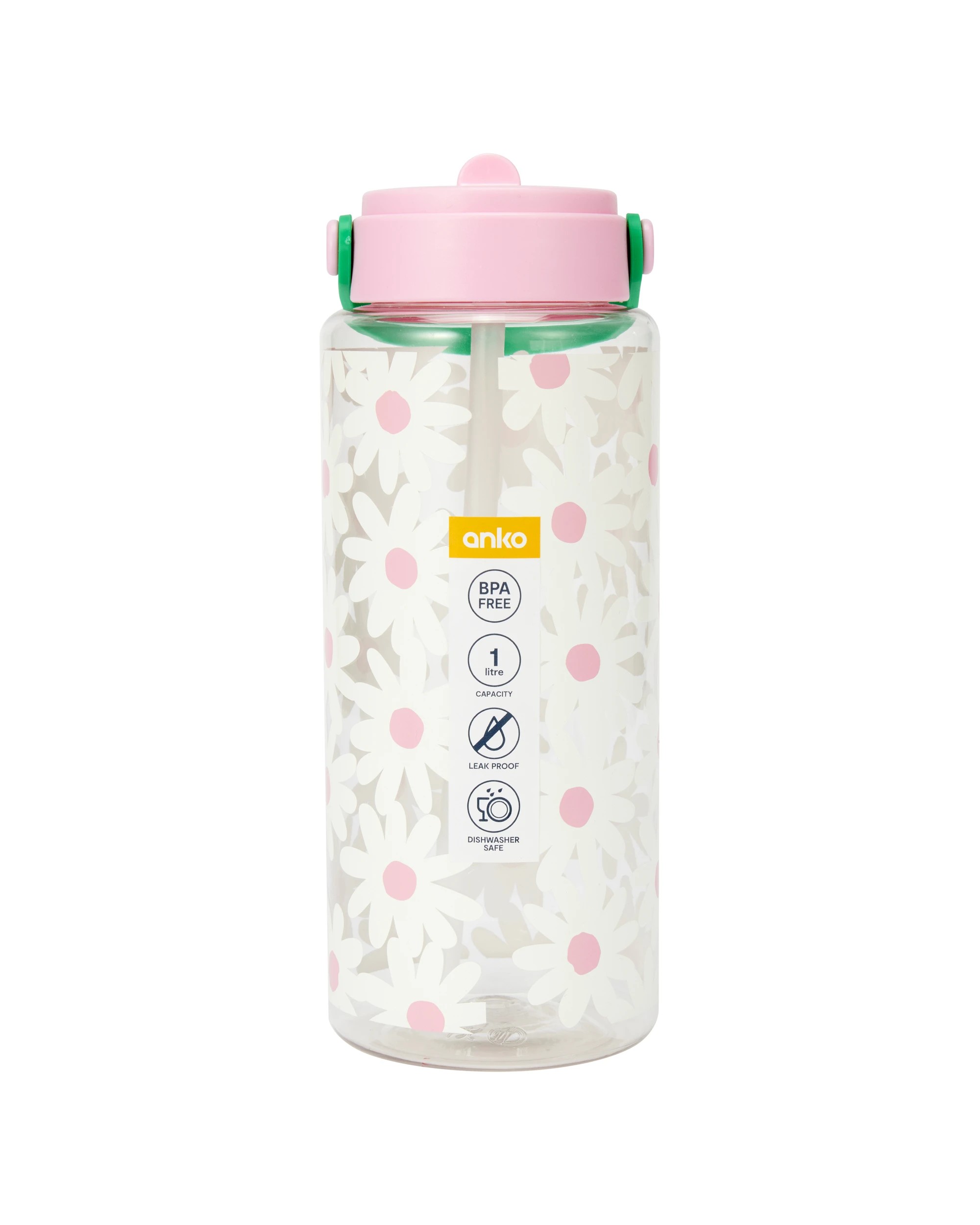 6 1L Drink Bottle with Handle - Daisy, 6 of 6