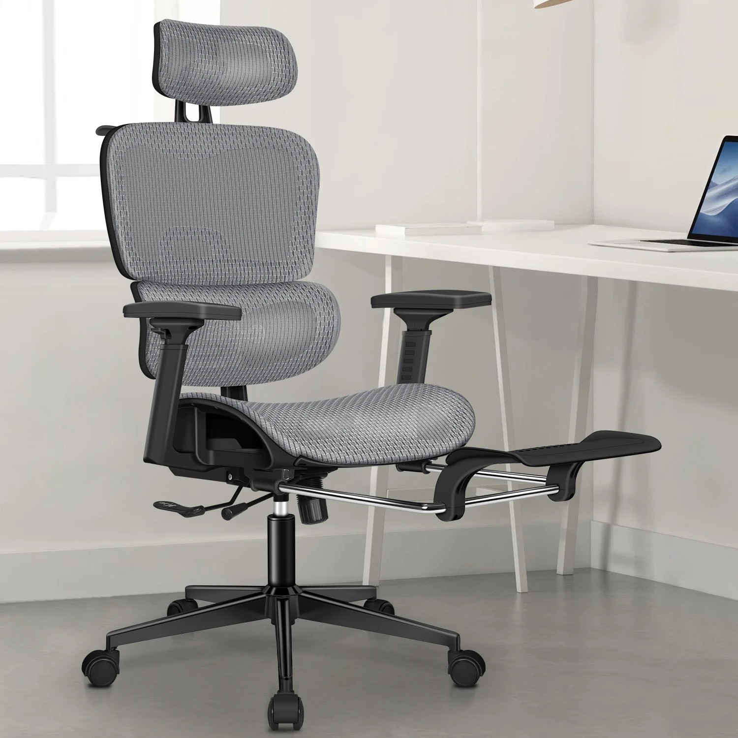2 Alfordson Ergonomic Office Chair Mesh Executive Racing Computer Seat - Black Grey, 2 of 10