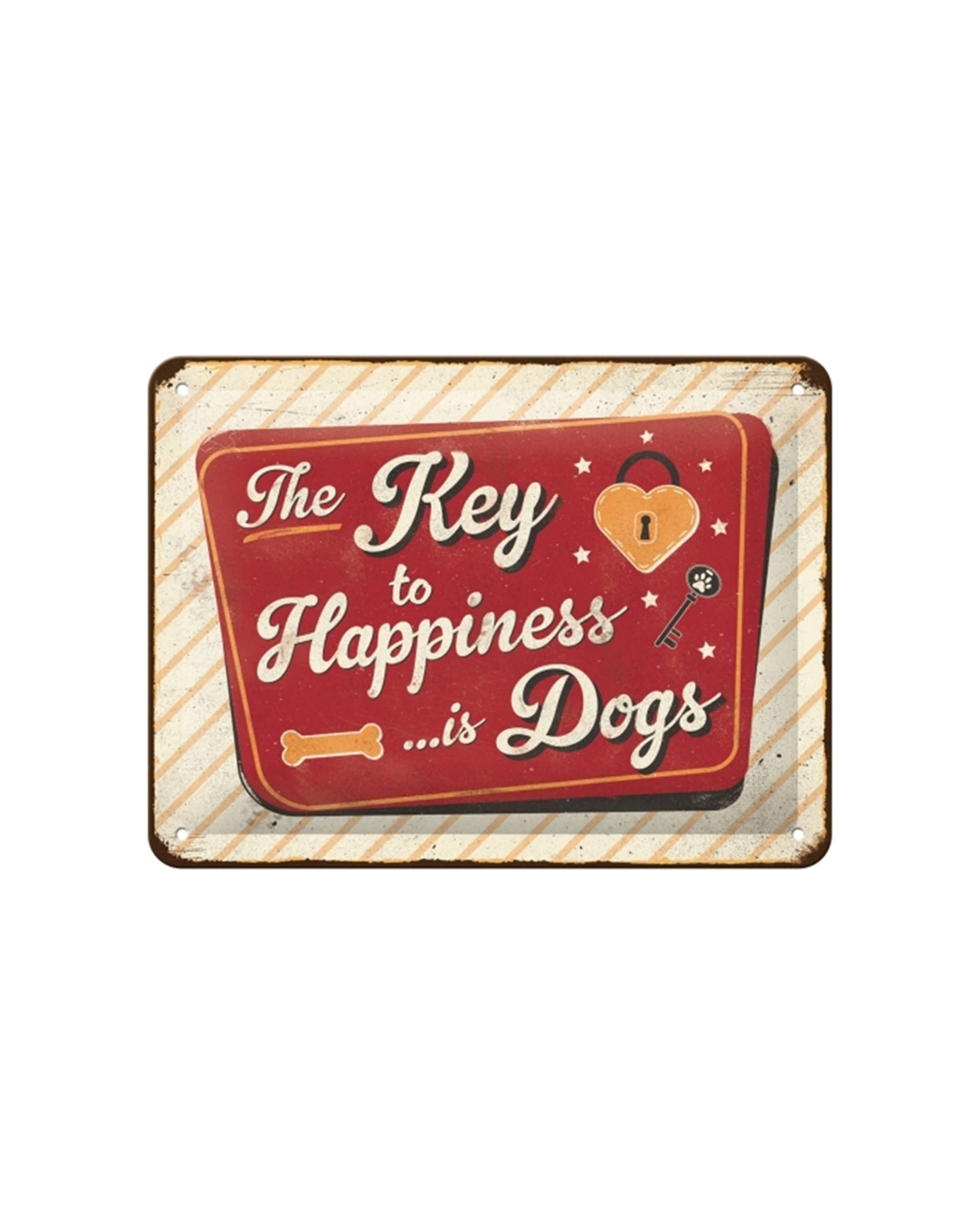 1 Nostalgic-Art 15x20cm Small Metal Sign - Dogs Key To Happiness - Multi, 1 of 3
