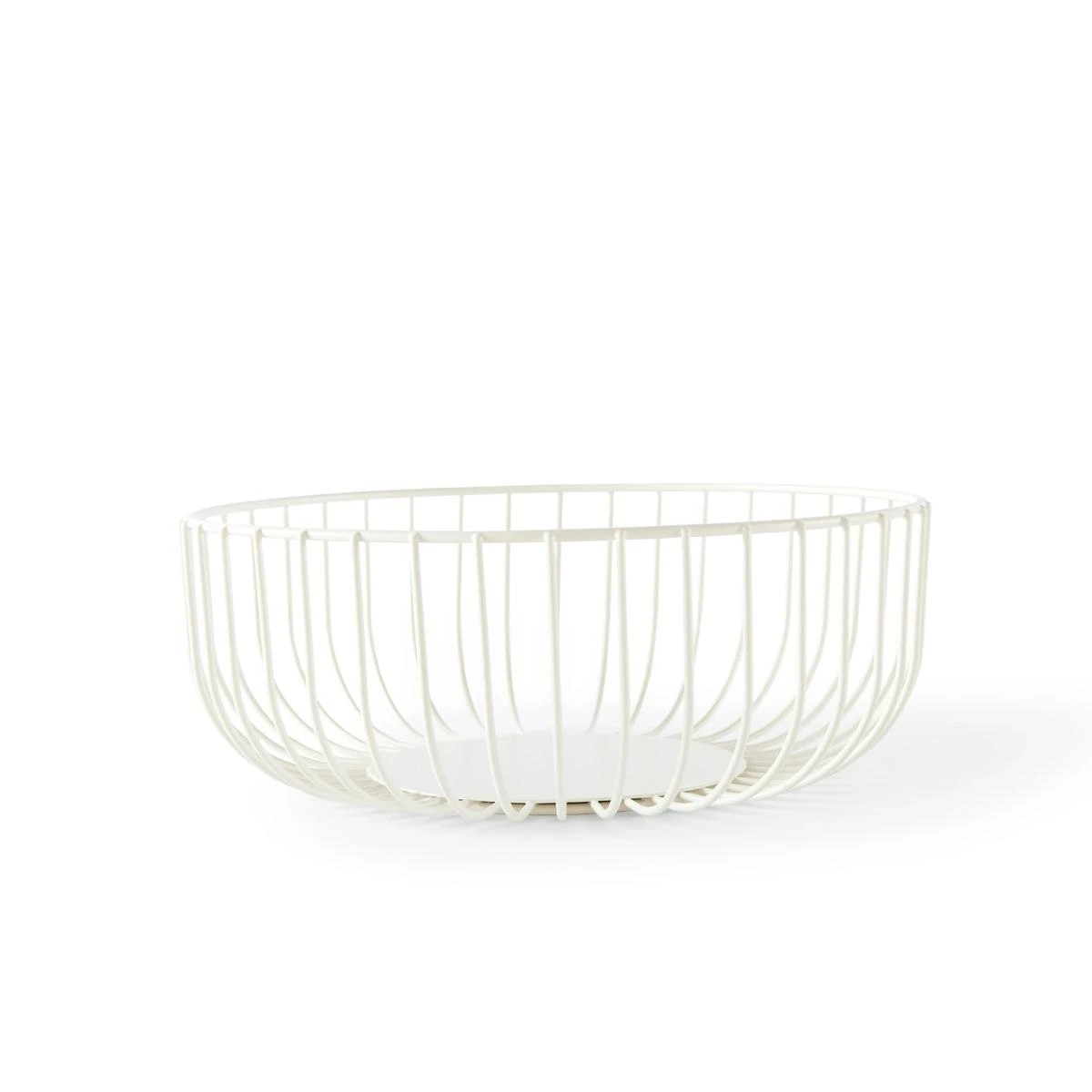 4 3 Piece Metal and Wood Fruit Bowl - White, 4 of 9