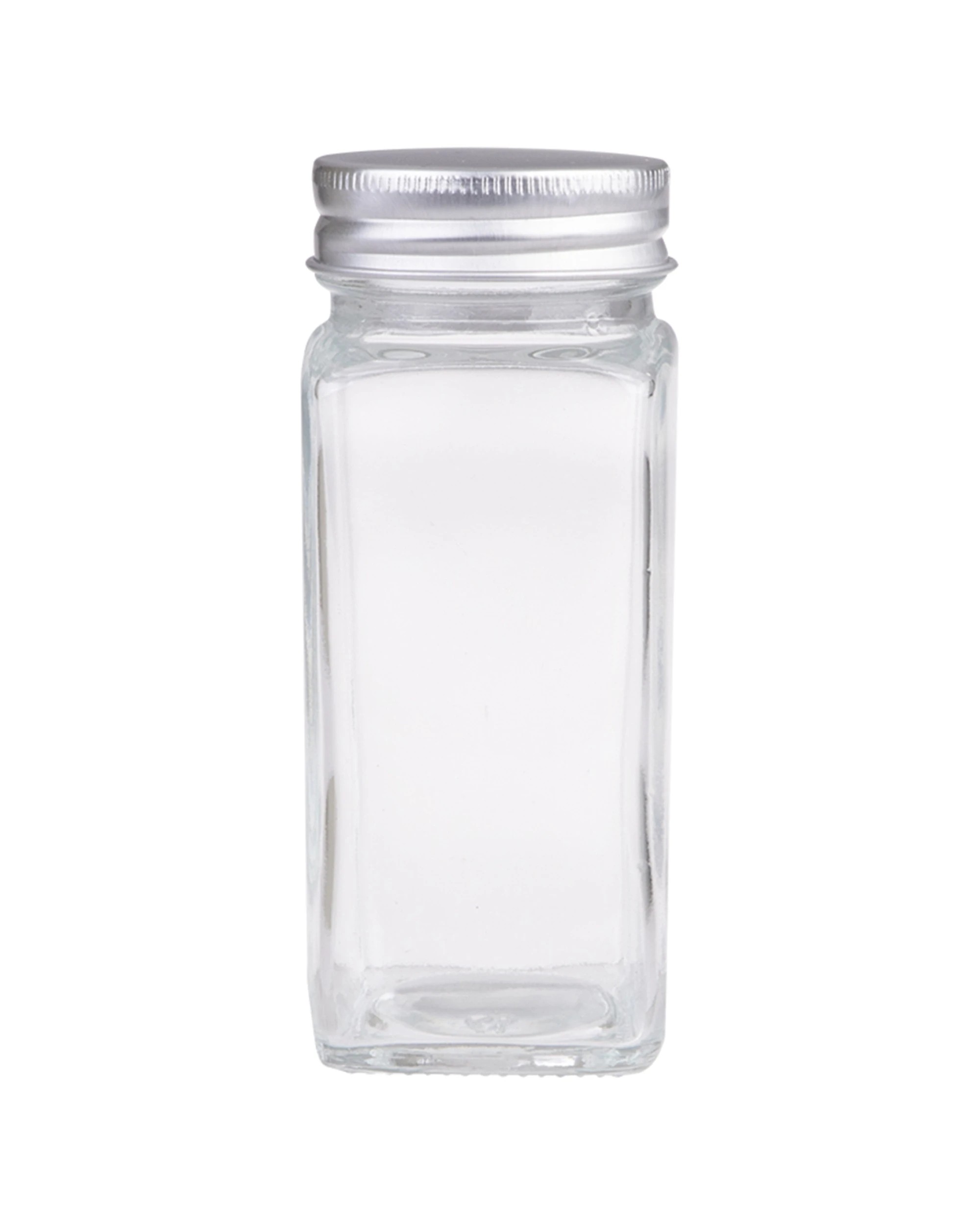 1 Appetito Square Glass Spice Jar Metal Lid Kitchen Organiser 115ml - Clear, 1 of 4