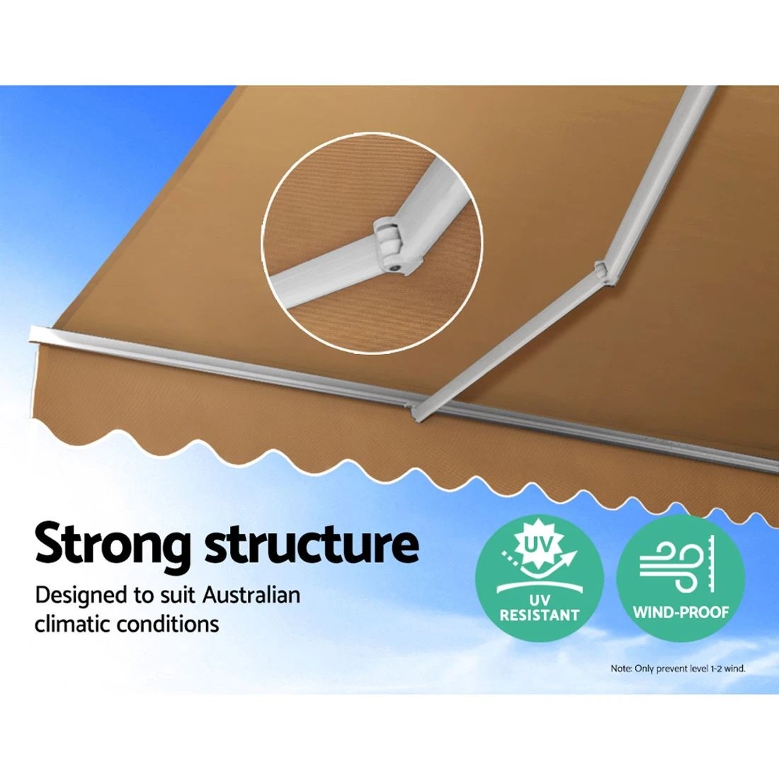 3 Instahut Retractable Folding Arm Awning Manual Sunshade 4Mx3M - Beige, 3 of 6