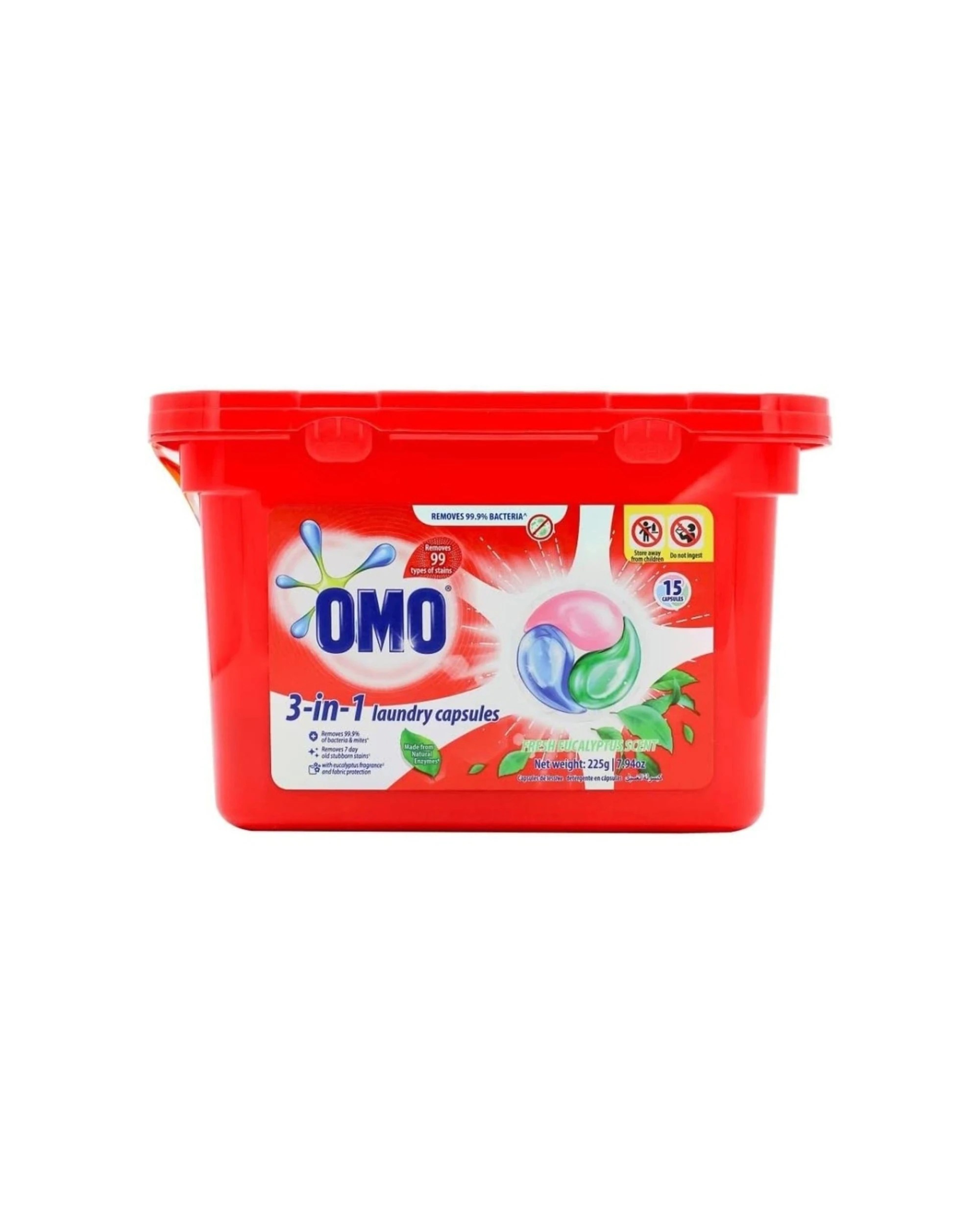 2 Omo 6x 15pc 3 In 1 Laundry Capsules Fresh Eucalyptus Stain Remover, 2 of 3