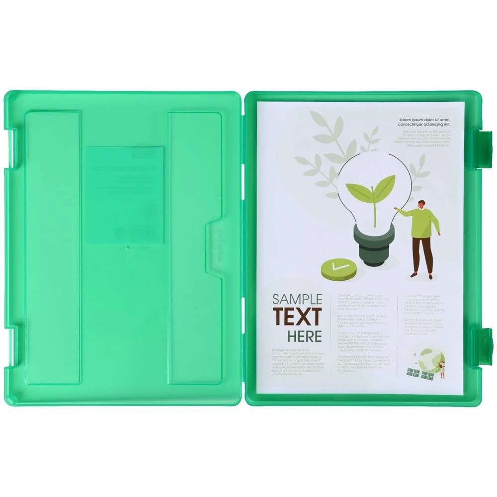 3 J.Burrows Stationery Case A4 Clip Closure Green, 3 of 4