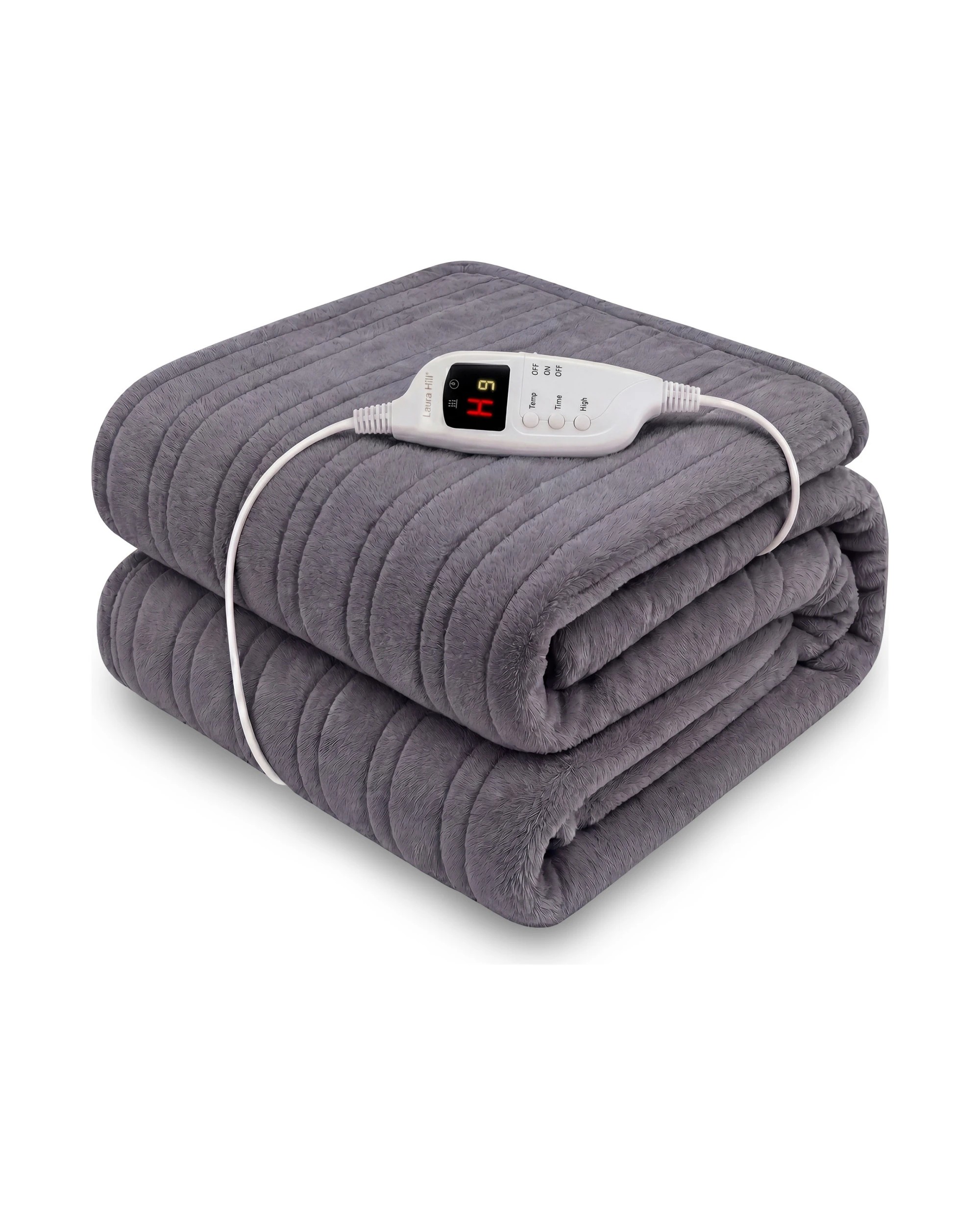 6 Laura Hill Electric Heated Blanket Throw Soft Coral Fleece 9 Heat Settings - Grey, 6 of 8