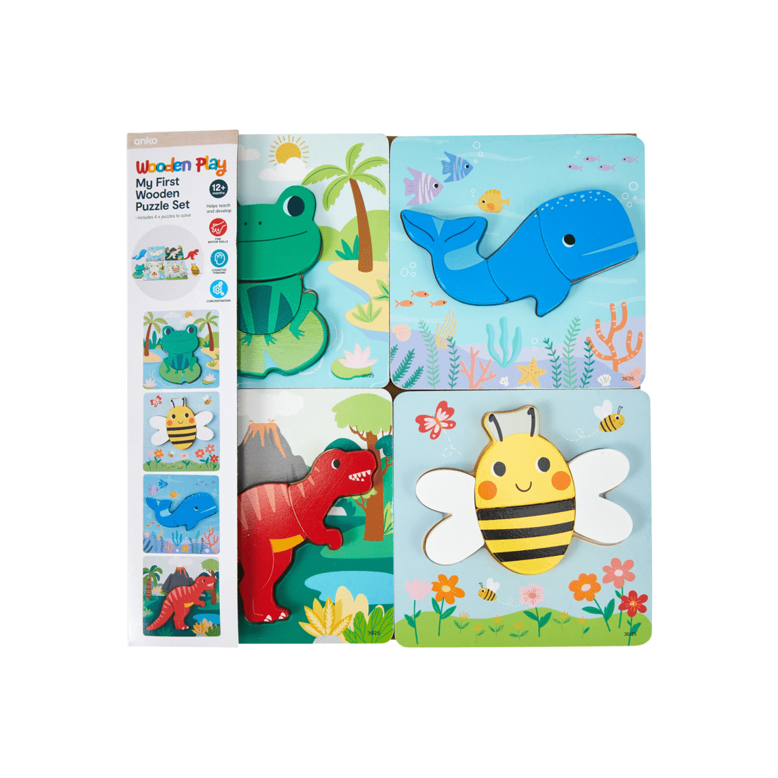 1 4 Pack My First Wooden Puzzle Set, 1 of 6