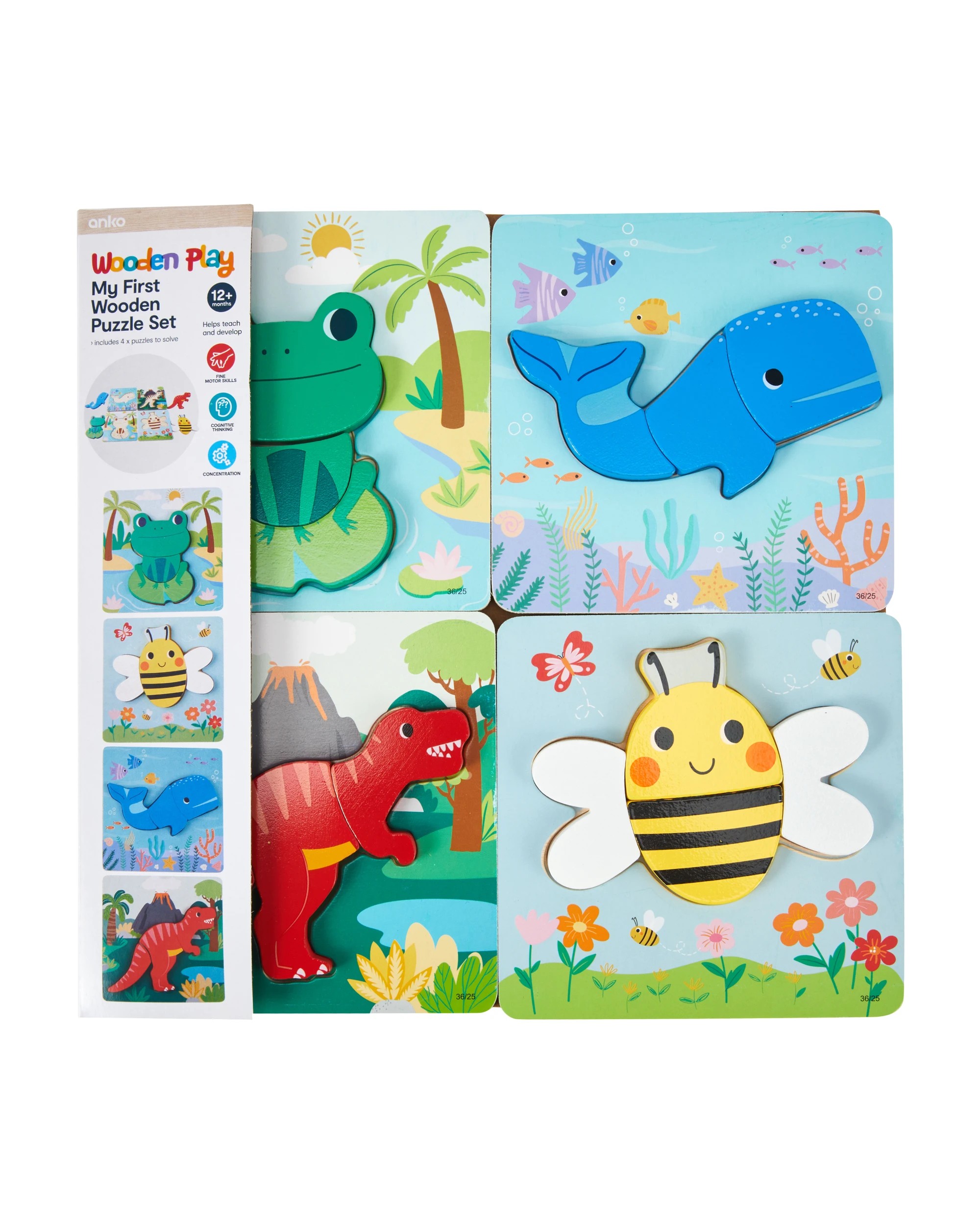 1 4 Pack My First Wooden Puzzle Set, 1 of 6