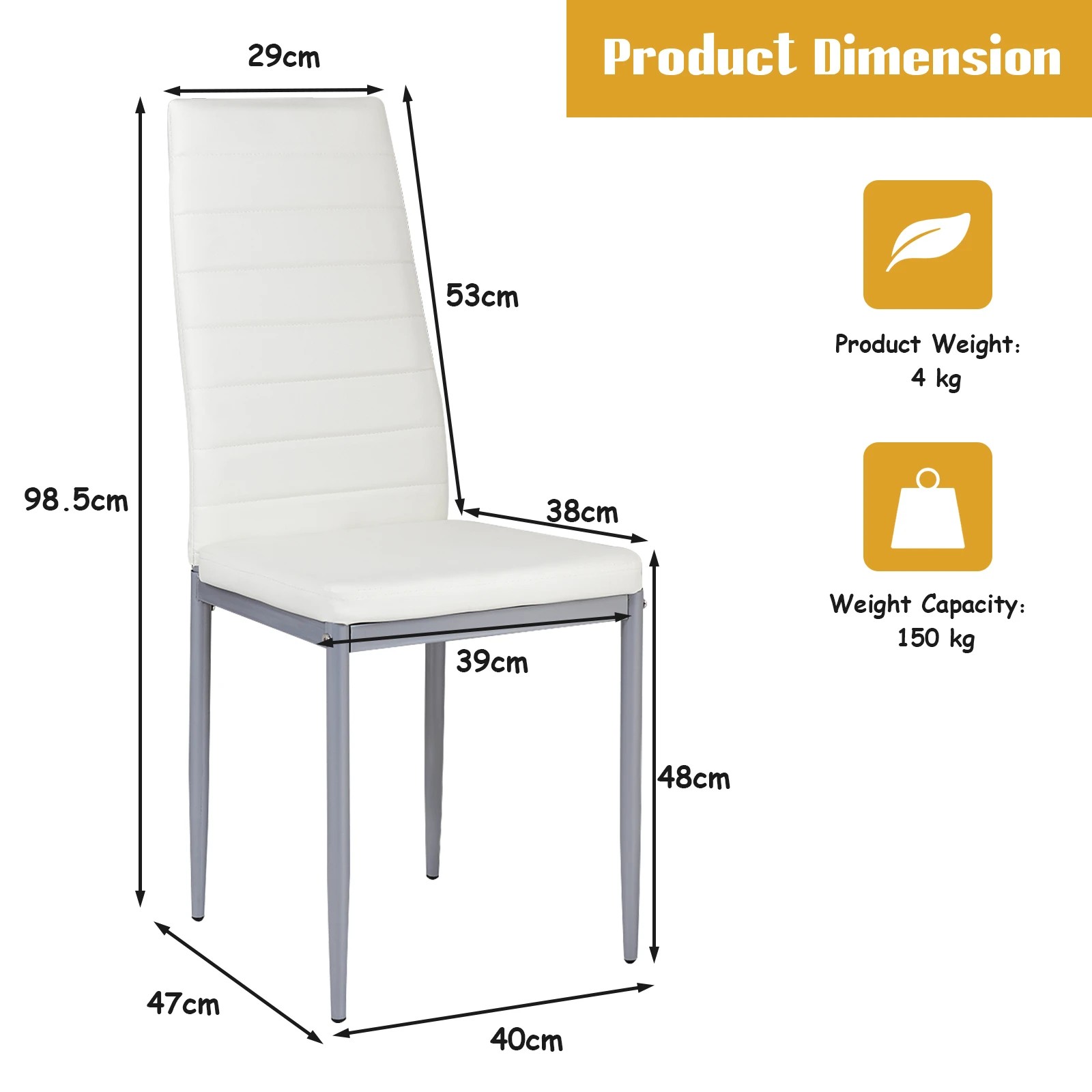 7 Costway 4x PVC Leather Dining Chairs Upholstered Armless Seat, 7 of 9