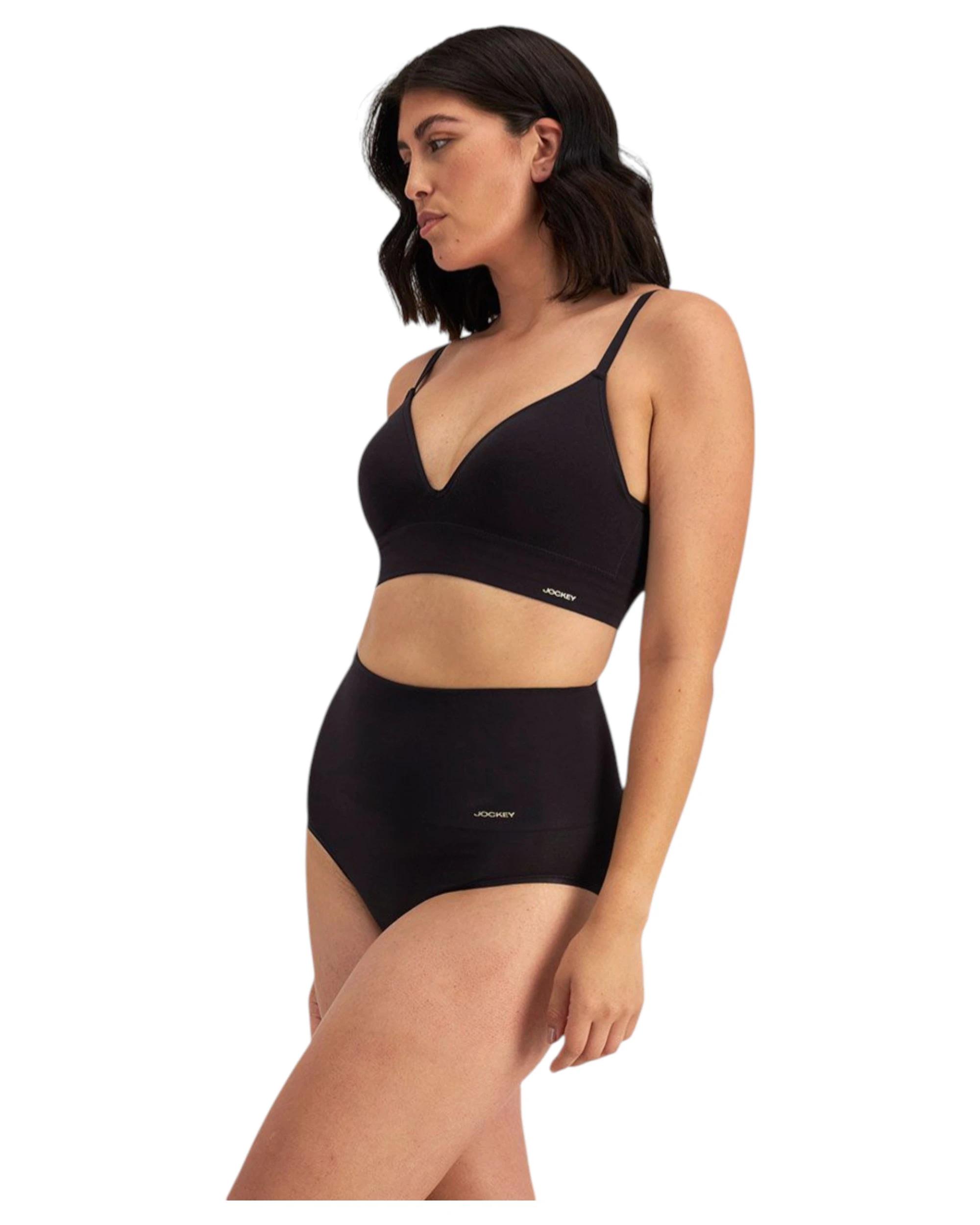 2 Jockey Womens Skimmies Hi Full Brief Underwear Undies Briefs Black BLACK, 2 of 3