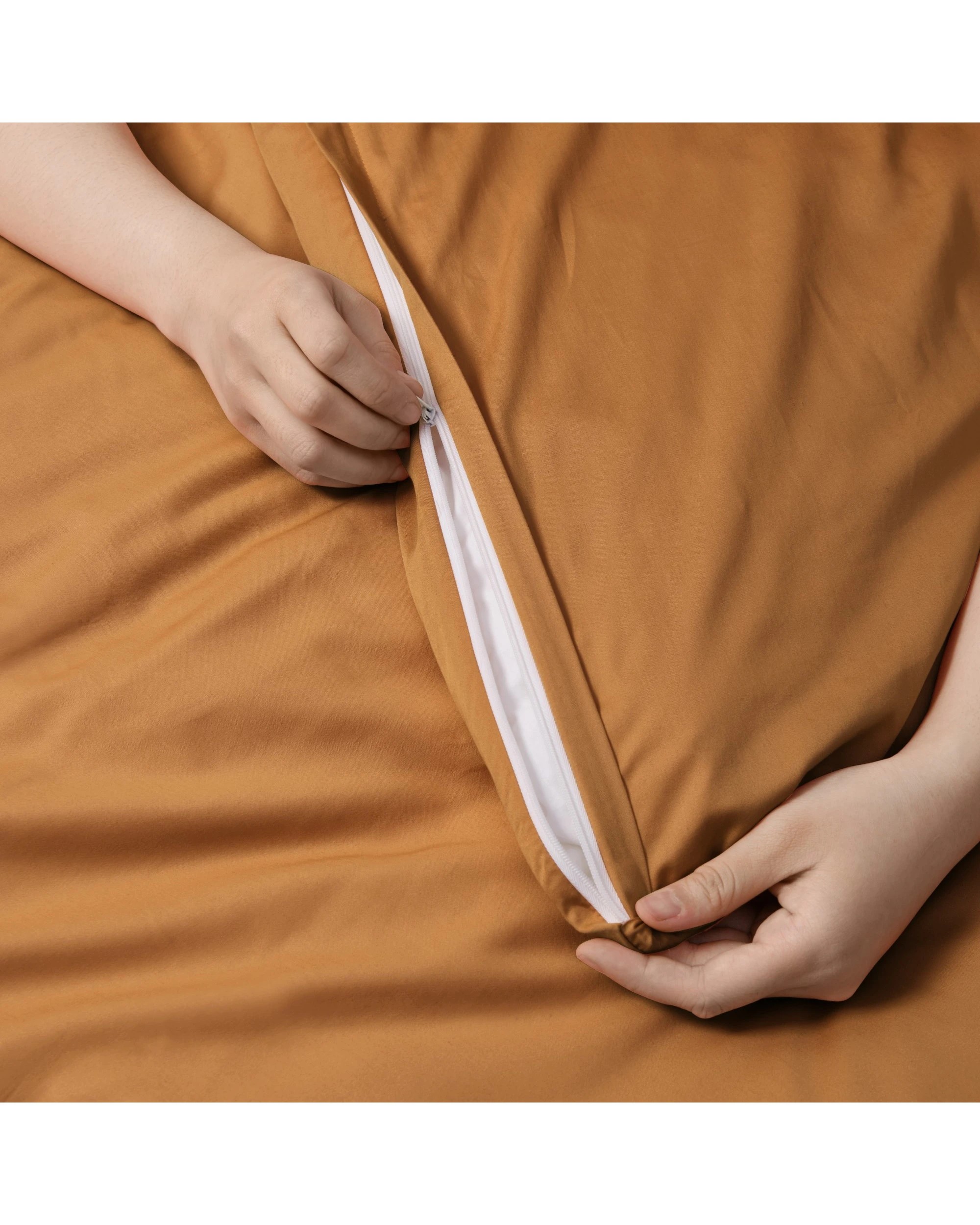 3 Serene 400TC Bamboo Cotton Sateen Quilt Cover Set - King Single Bed - Rust, 3 of 5