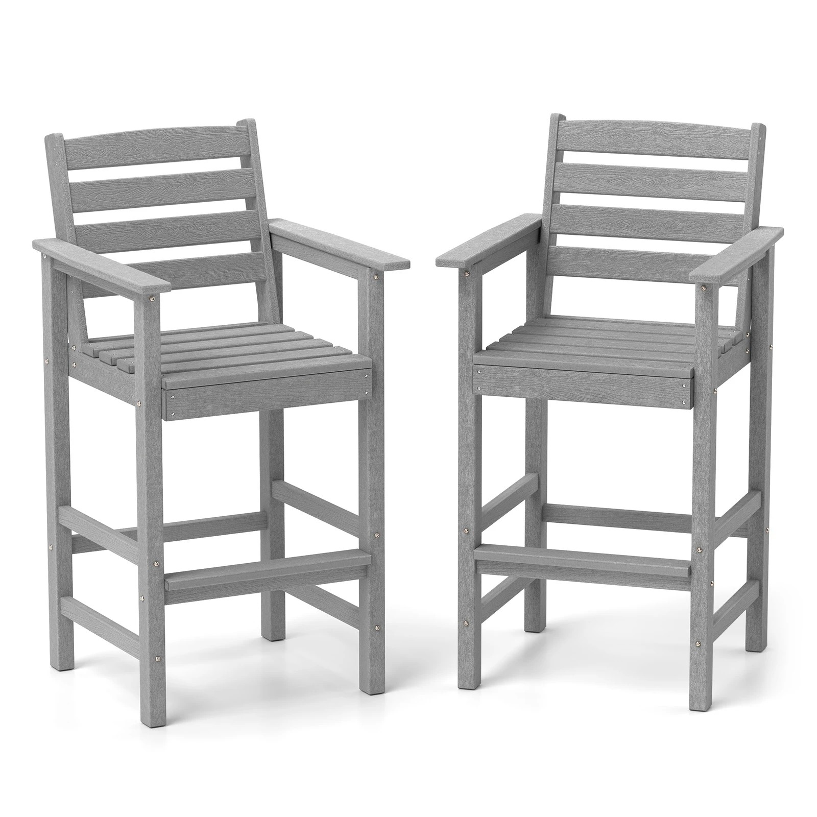 1 Costway 2x Outdoor Dining Chair Bar Chairs w/Wide Armrests & Footrest Patio Lounge, 1 of 1