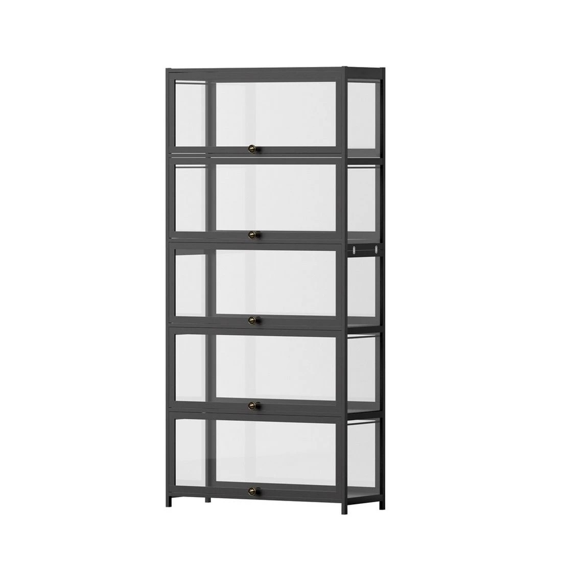 1 Artiss 5-Tier Display Cabinet Storage Bookshelf Clear Shelf - Black, 1 of 7