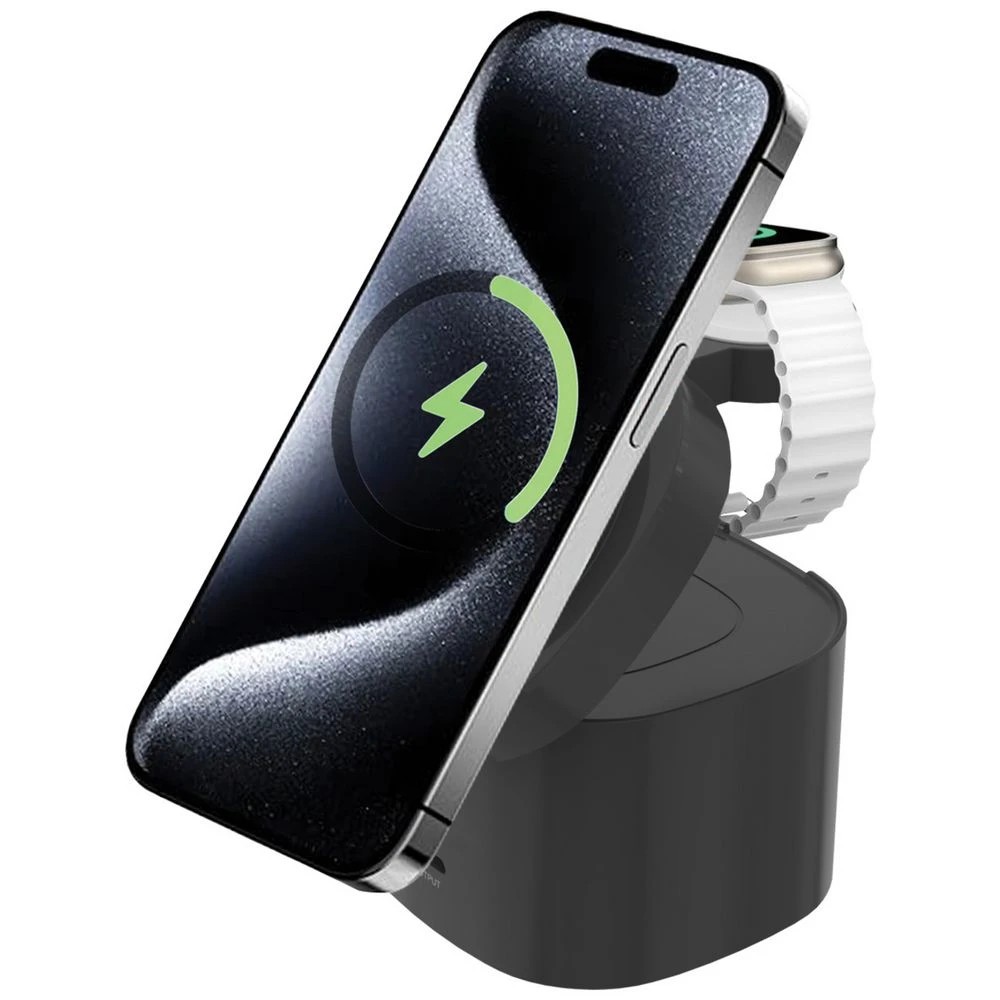 1 J.Burrows 4-in-1 Qi2 Wireless Charging Stand Black, 1 of 3