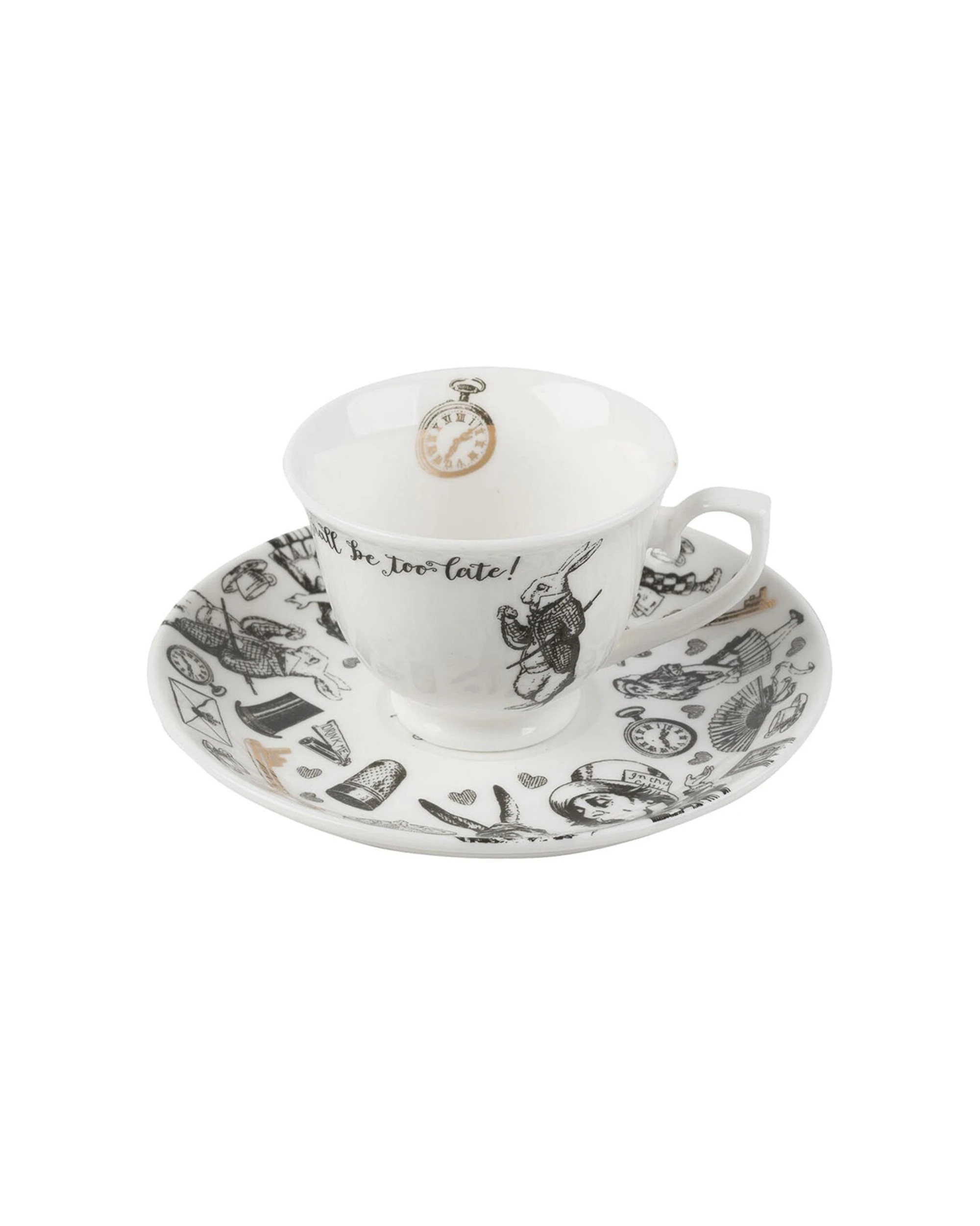 2 Mikasa 2PK Alice In Wonderland Espresso Cup And Saucer Set Fine China - Multi, 2 of 8
