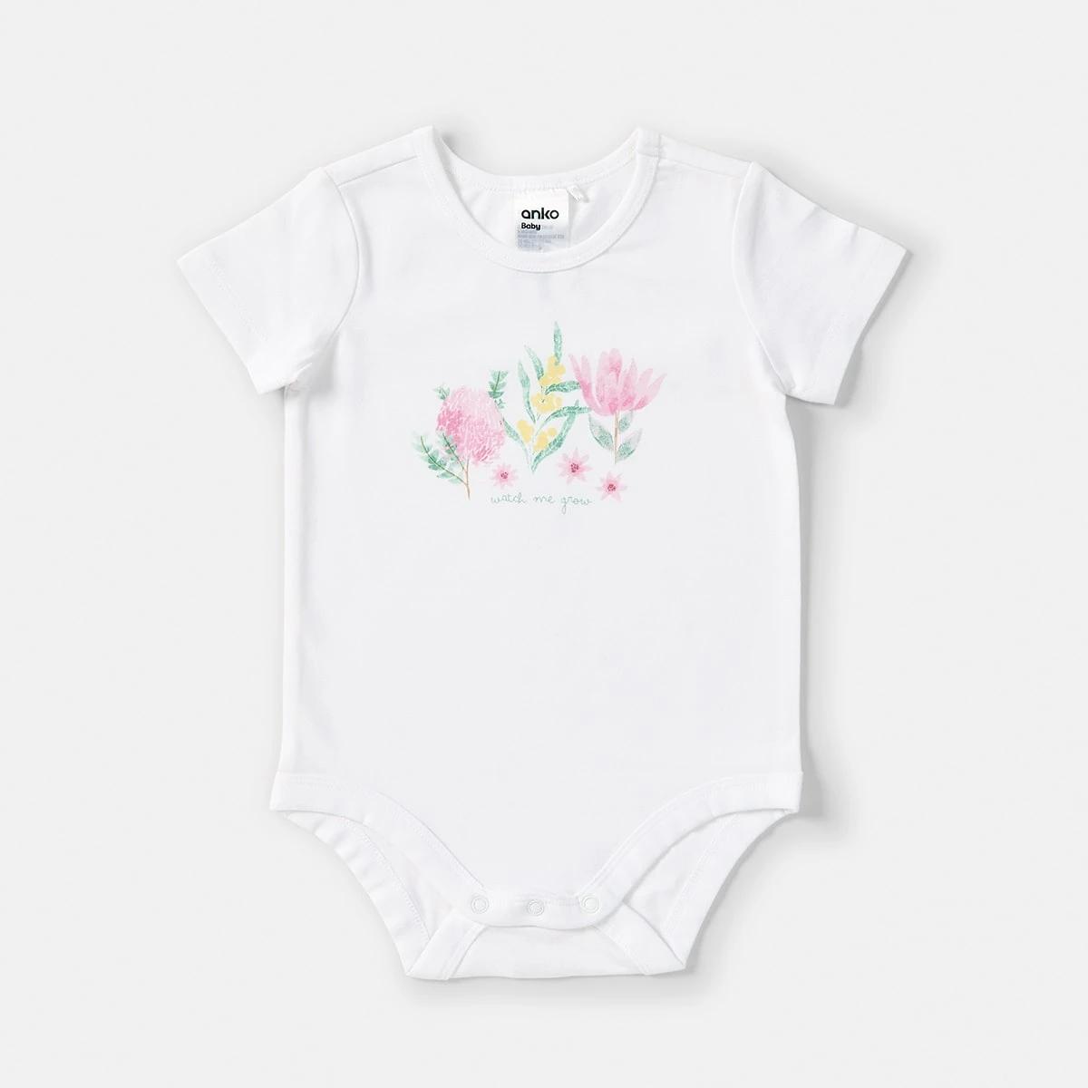 5 3 Pack Short Sleeve Bodysuits Aus Floral, 5 of 8