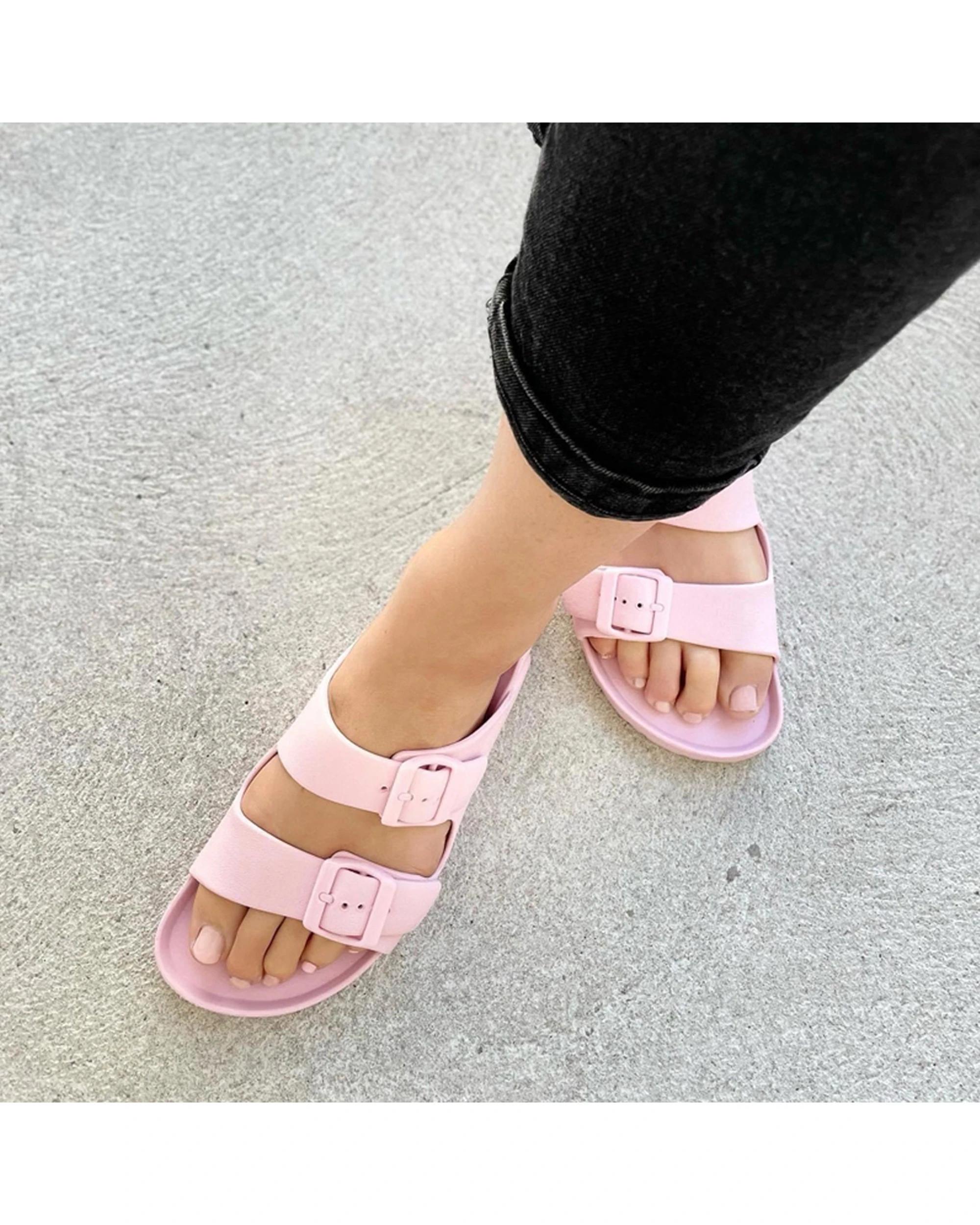 5 Human Shoes Ripe Women's Sandals Double Buckle Super Soft Cool Grey BABY PINK, 5 of 5