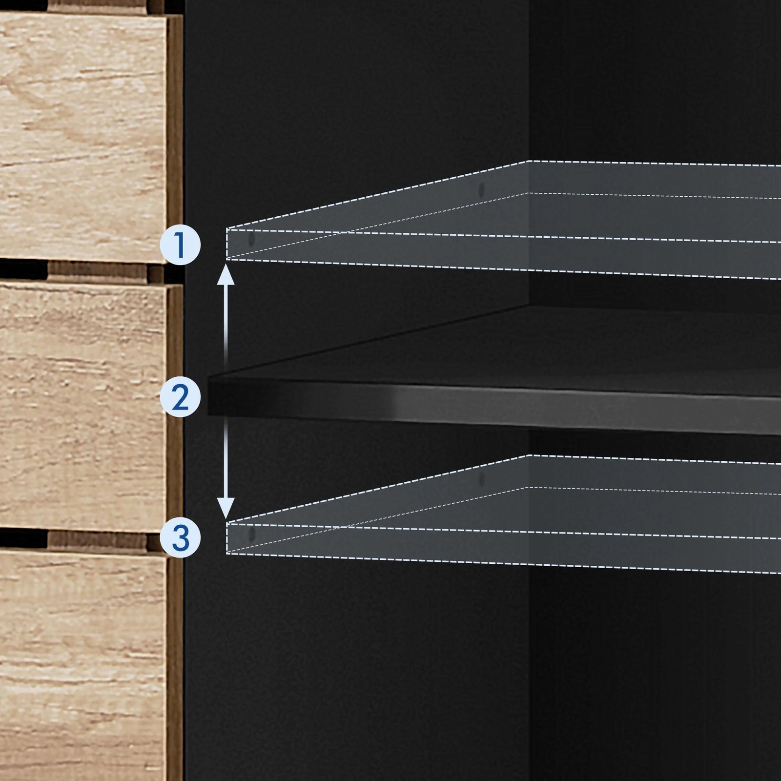 5 Alfordson 2x Buffet Sideboard Cabinet Sliding Door Cupboard Storage Kitchen - Black, 5 of 9