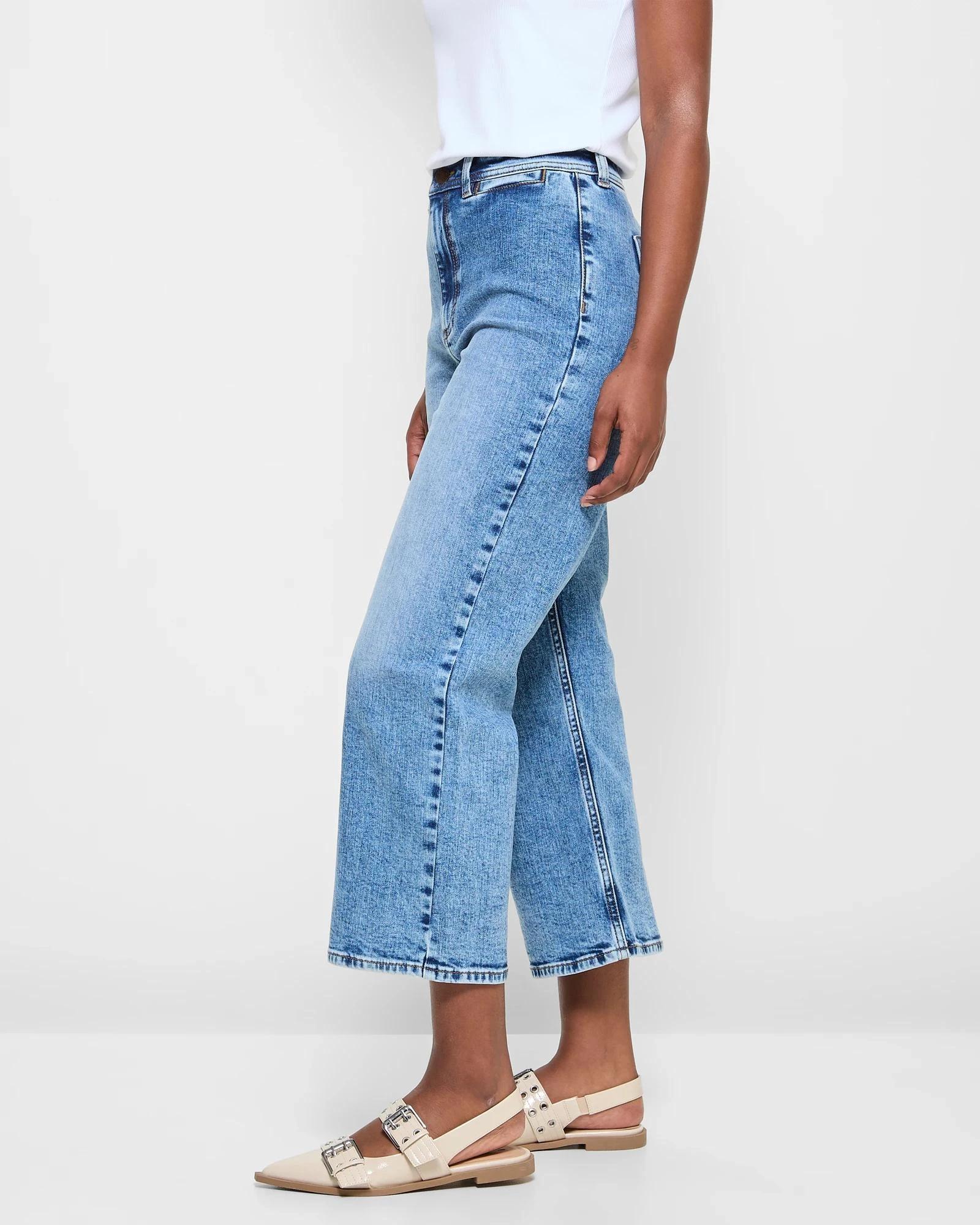 3 Target Petites Petites Crop Length Wide Leg Denim Jeans - Kelsey DAYBREAK BLUE, 3 of 5