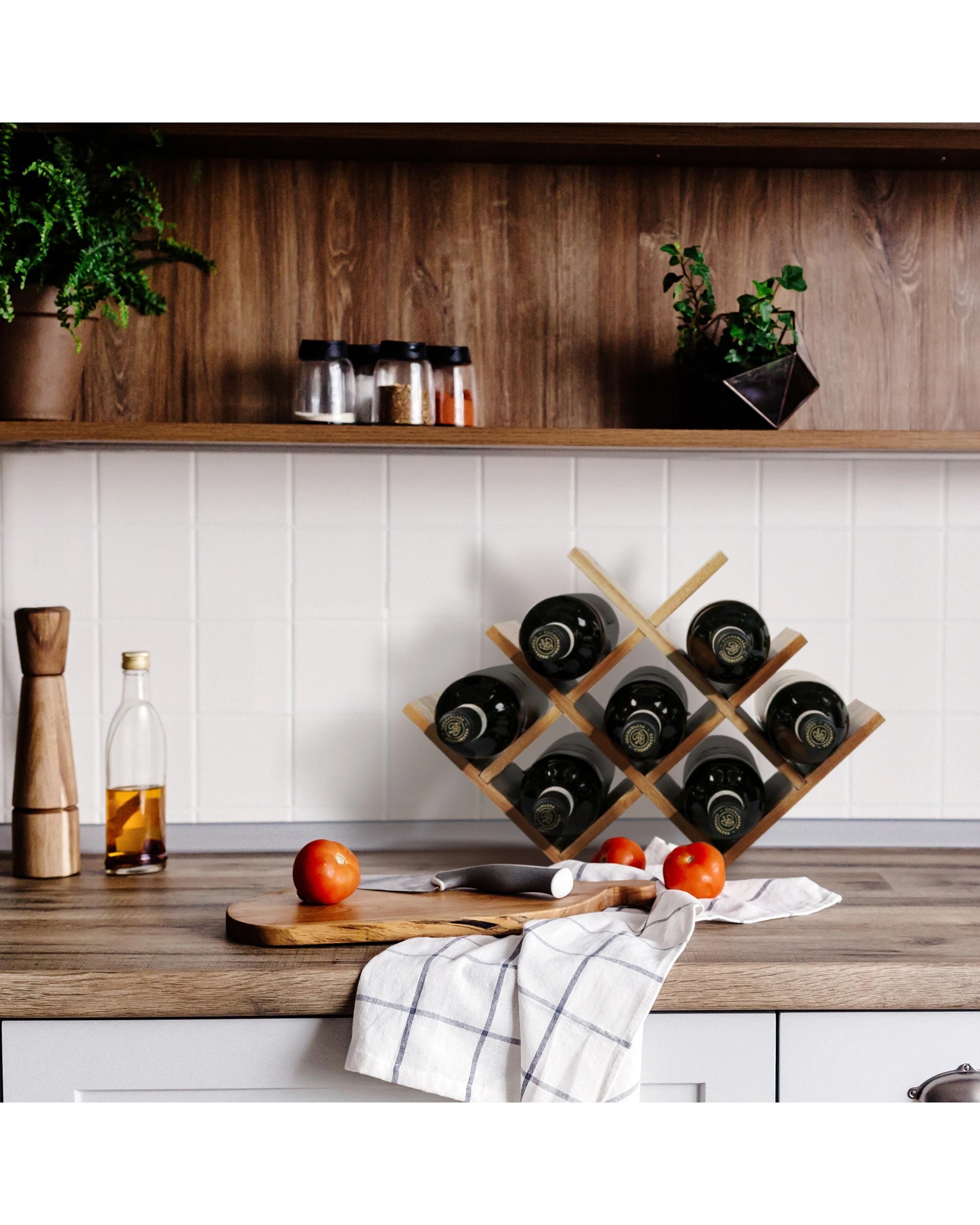 5 Sherwood Home Natural Acacia Wood 8 Bottle Tabletop Wine Rack - Brown, 5 of 5