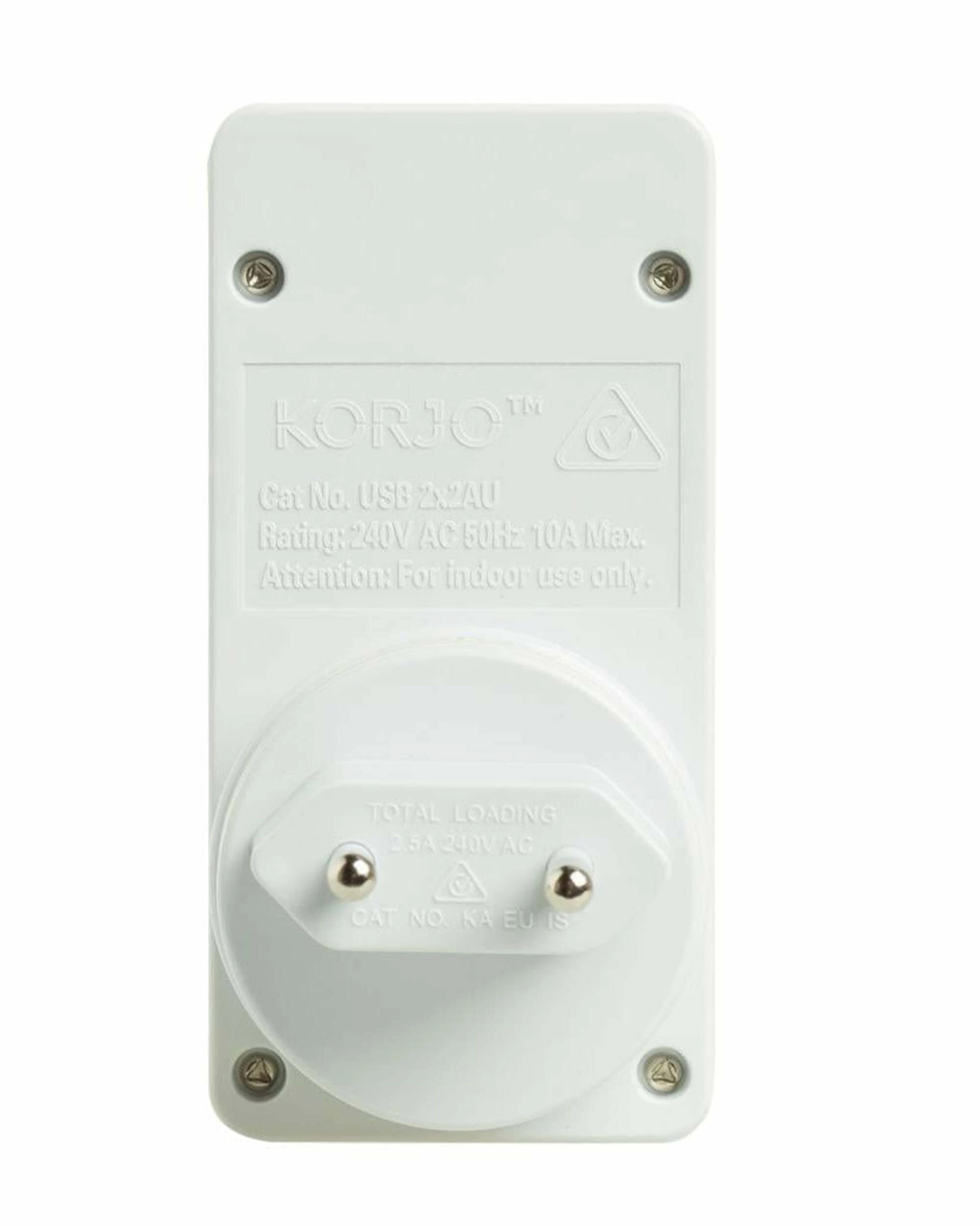 3 Korjo Travel Adaptor Plug with 2 x USB - Aus to Italy / Switzerland - White, 3 of 4