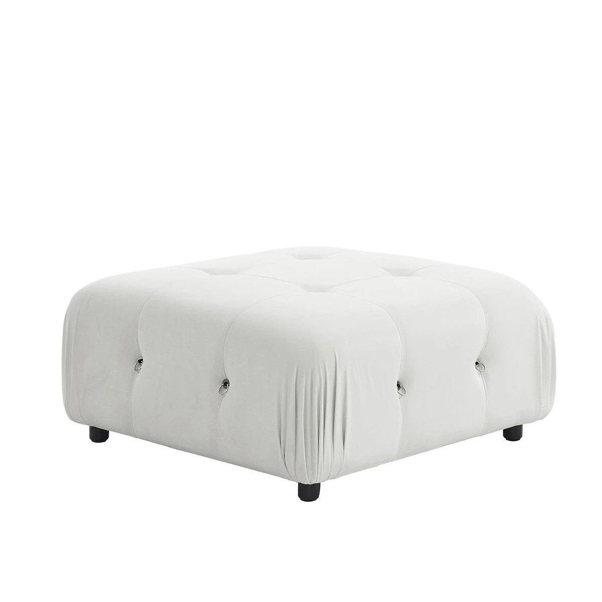 2 Foret 1pc Sofa Ottoman Modular Sectional Armless Tufted Velvet Couch Beige, 2 of 9