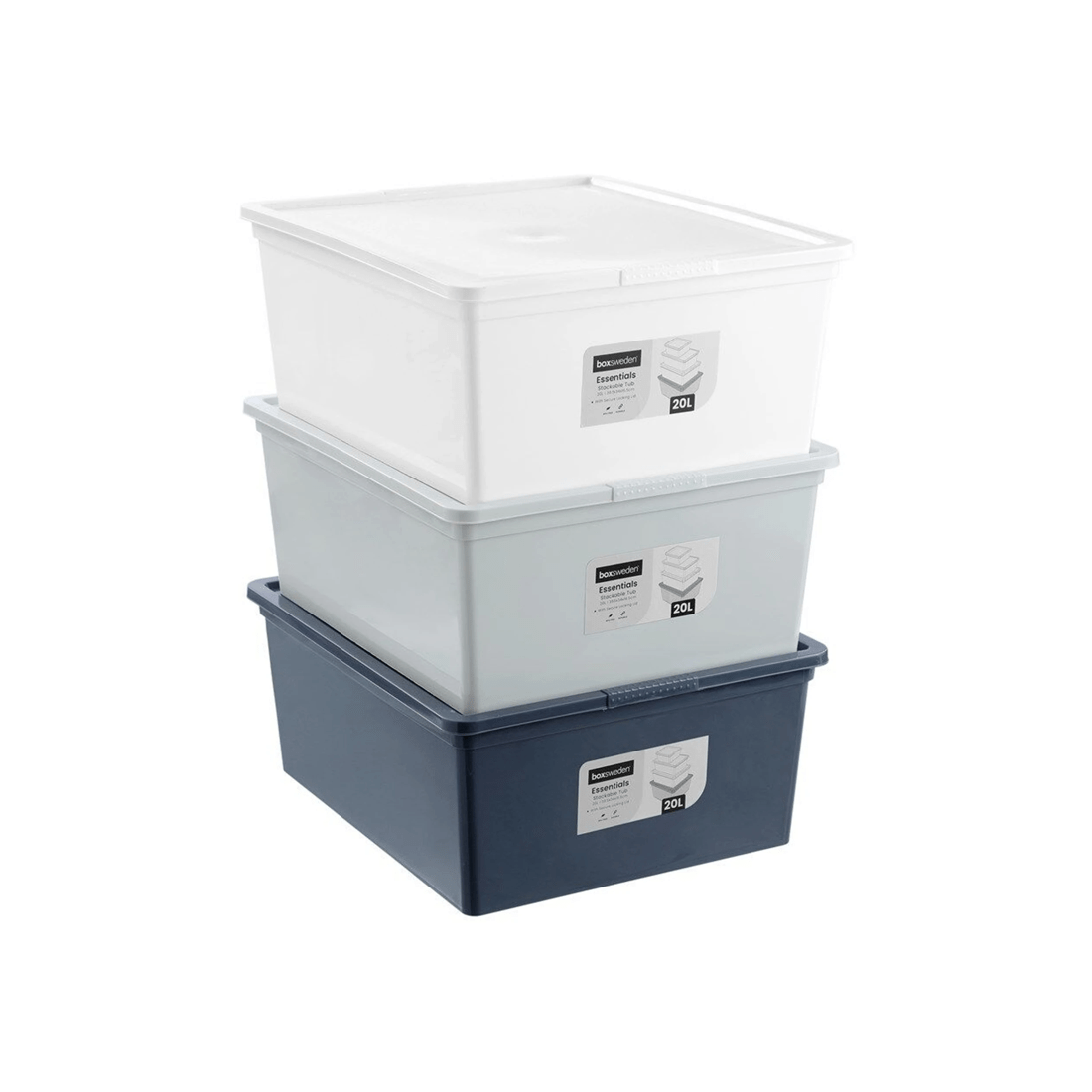 2 Boxsweden Essentials Stackable Organiser Tub 20L Durable Plastic 1 Pack
 - multi, 2 of 7