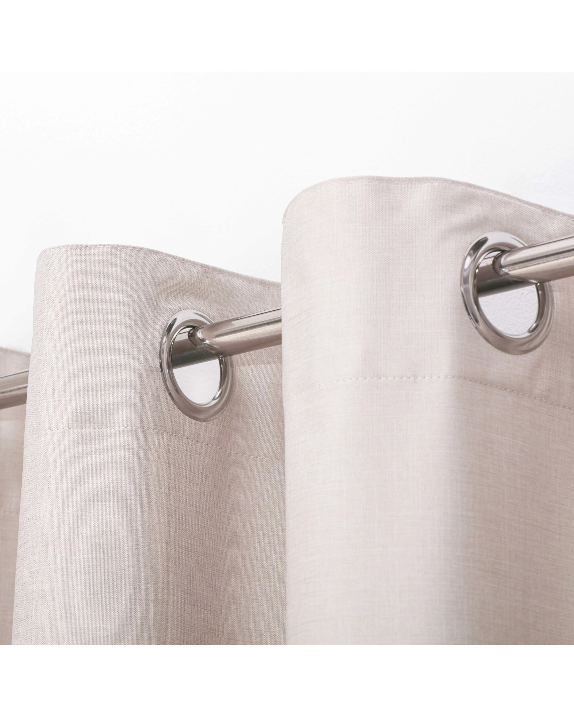 2 Sherwood Faux Linen 100% Blockout Eyelet Curtain Pair 180x223cm - Porcelain, 2 of 5