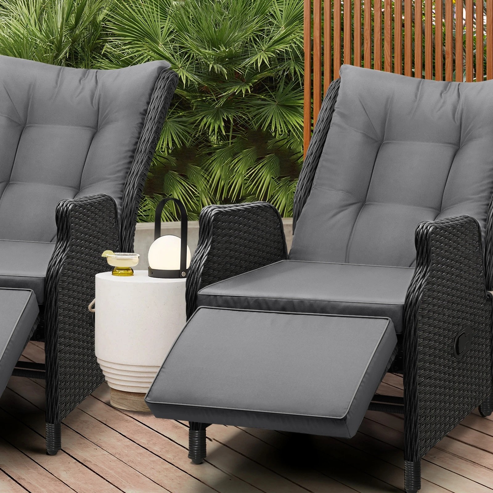4 Livsip Outdoor Sun Lounge Garden Chairs Beach Chair Recliner Patio Furniture
 - Black, 4 of 9