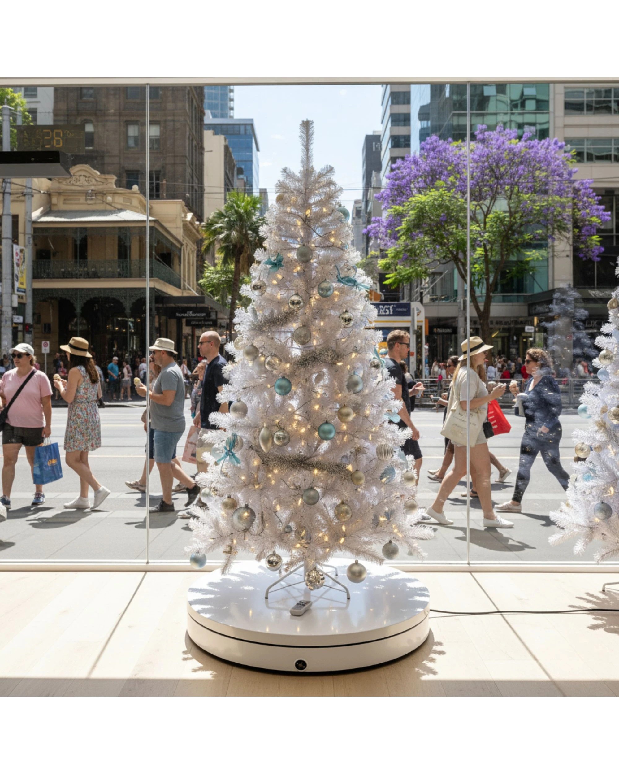 2 Christabelle 60cm 100kg Commercial Electric Shop Display Rotating Turntable Platform with Power Outlet - White, 2 of 5