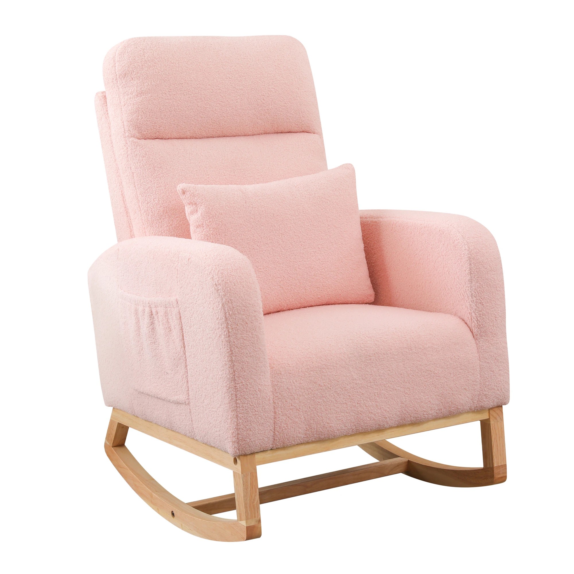 2 Levede Rocking Chair Pink With Cushion & Stool, 2 of 7