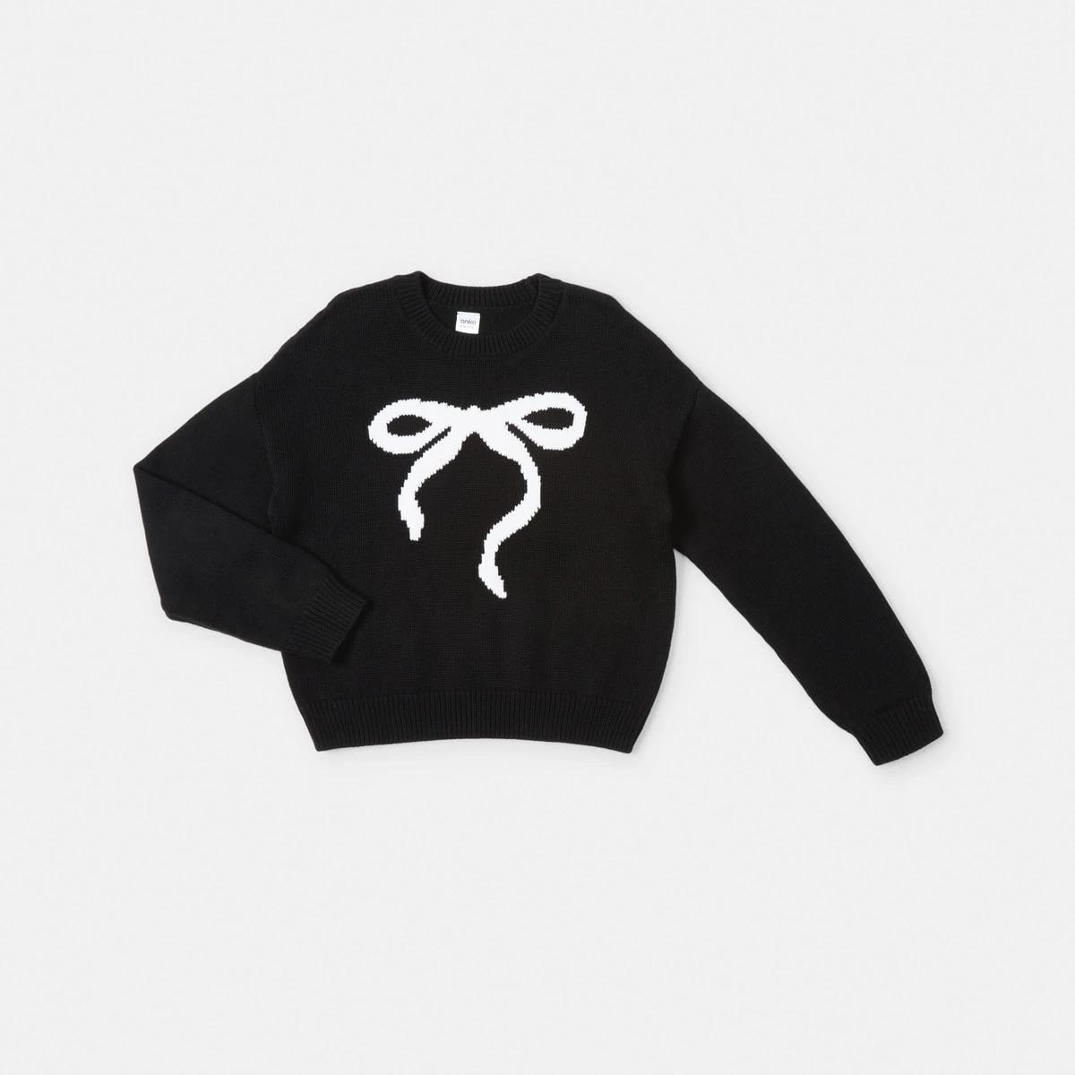 7 Bow Knit Jumper Black, 7 of 8