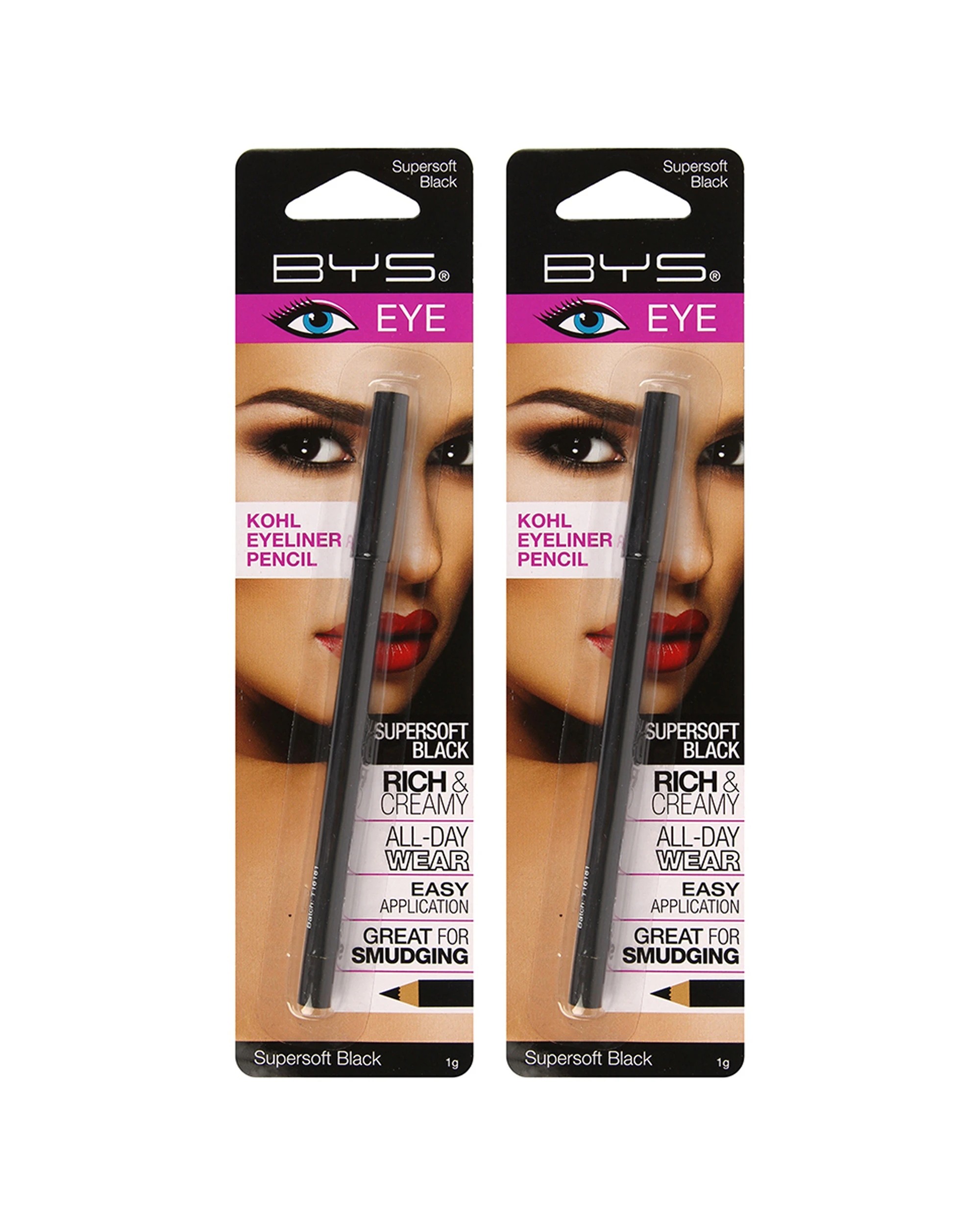 1 BYS Kohl Eyeliner Pencil Softersoft All Day Wear 2PK 1g - Black, 1 of 2